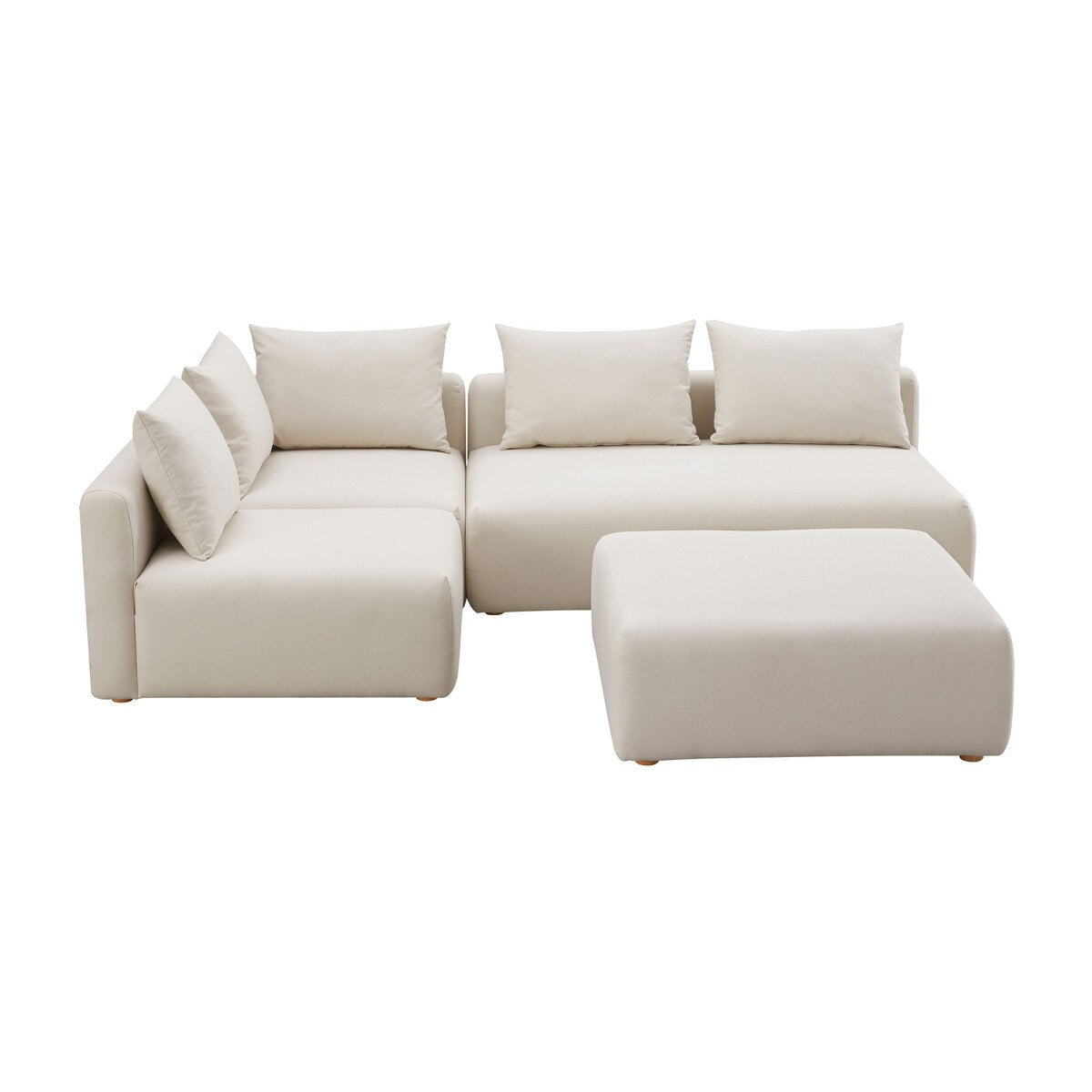 Chaise sectionnelle modulaire 4 pièces Hangover Cream Performance Linen