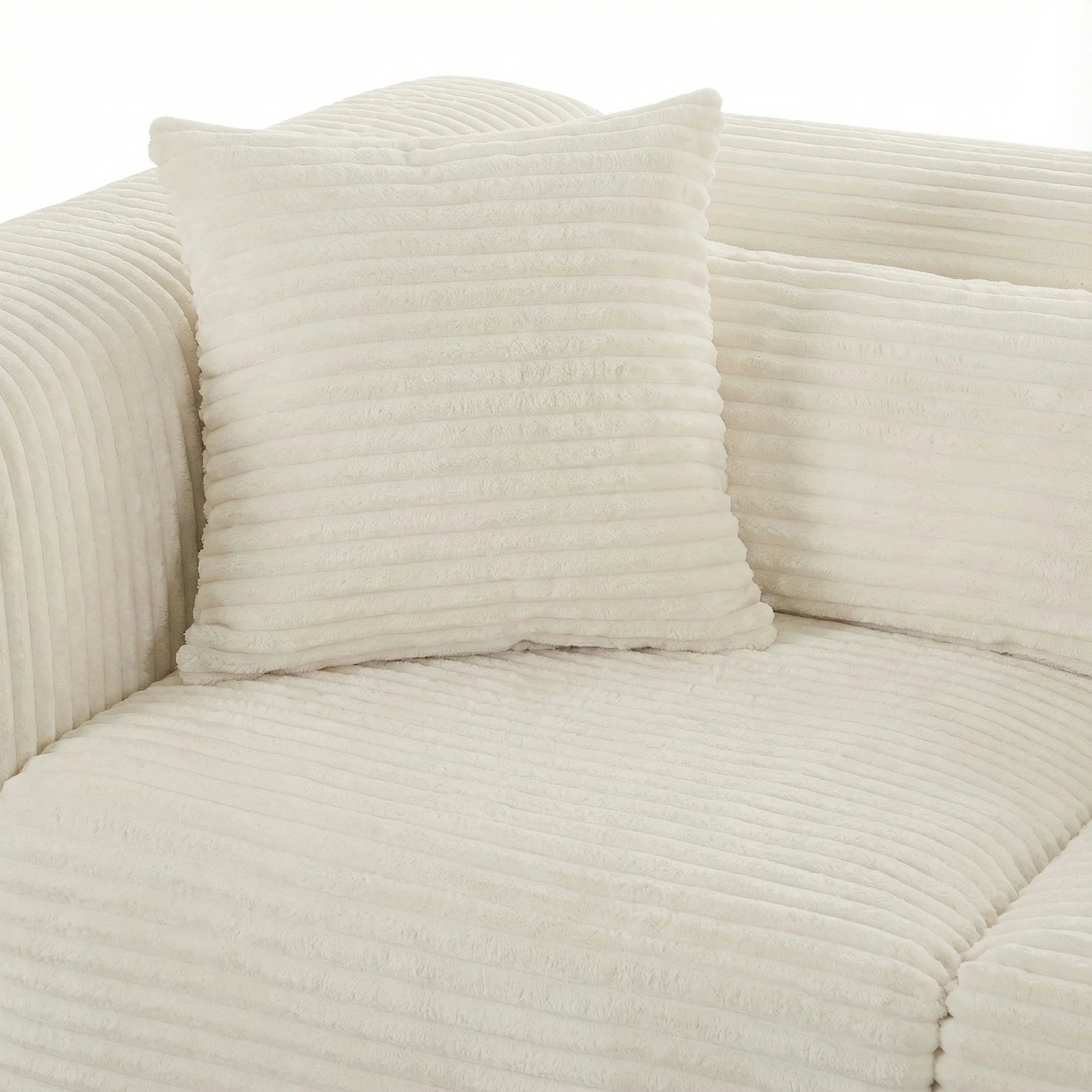 Tarra 4-Piece Fluffy Oversized Performance Corduroy Modular U-Sectional