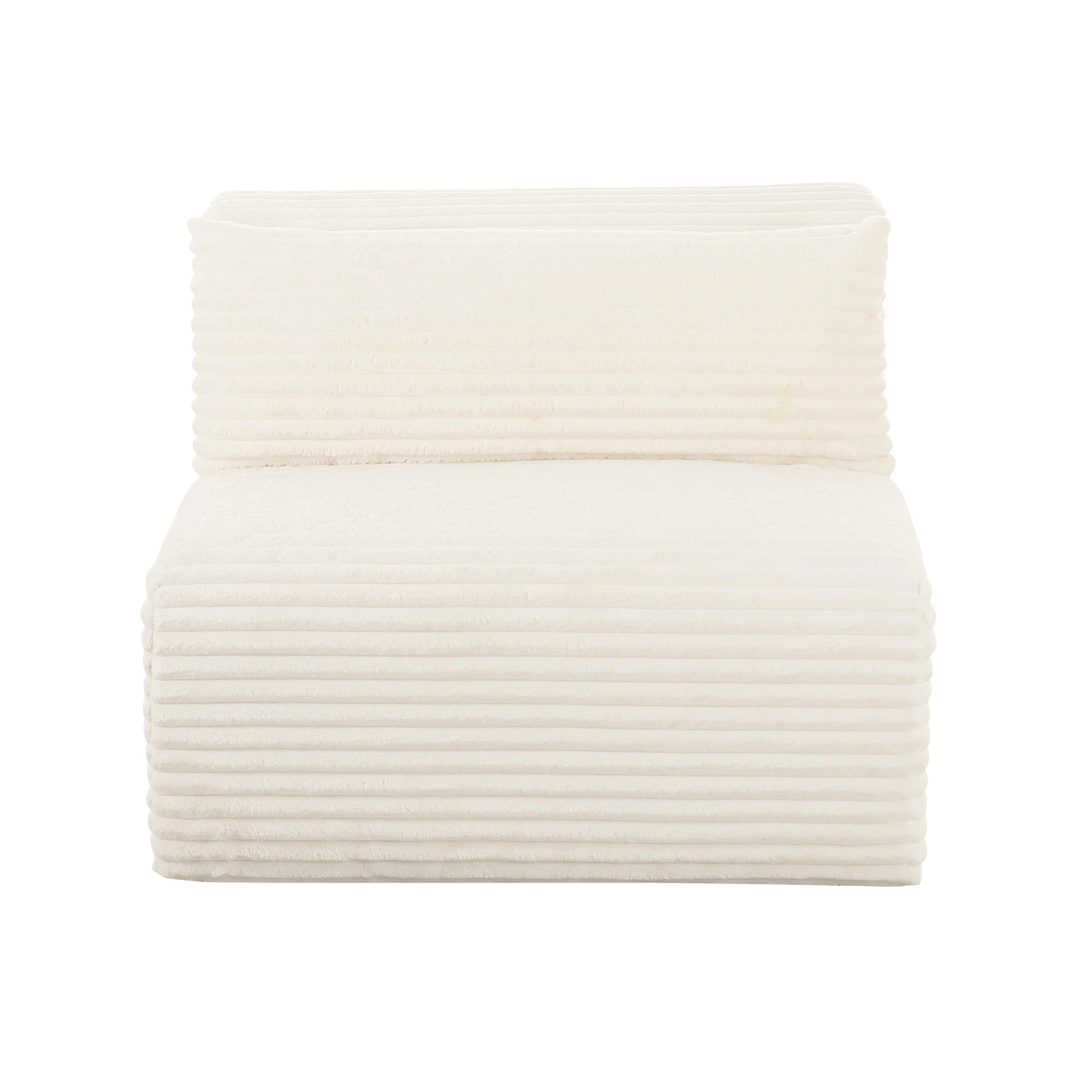 Chaise modulaire sans accoudoirs surdimensionnée en velours côtelé crème Tarra Fluffy