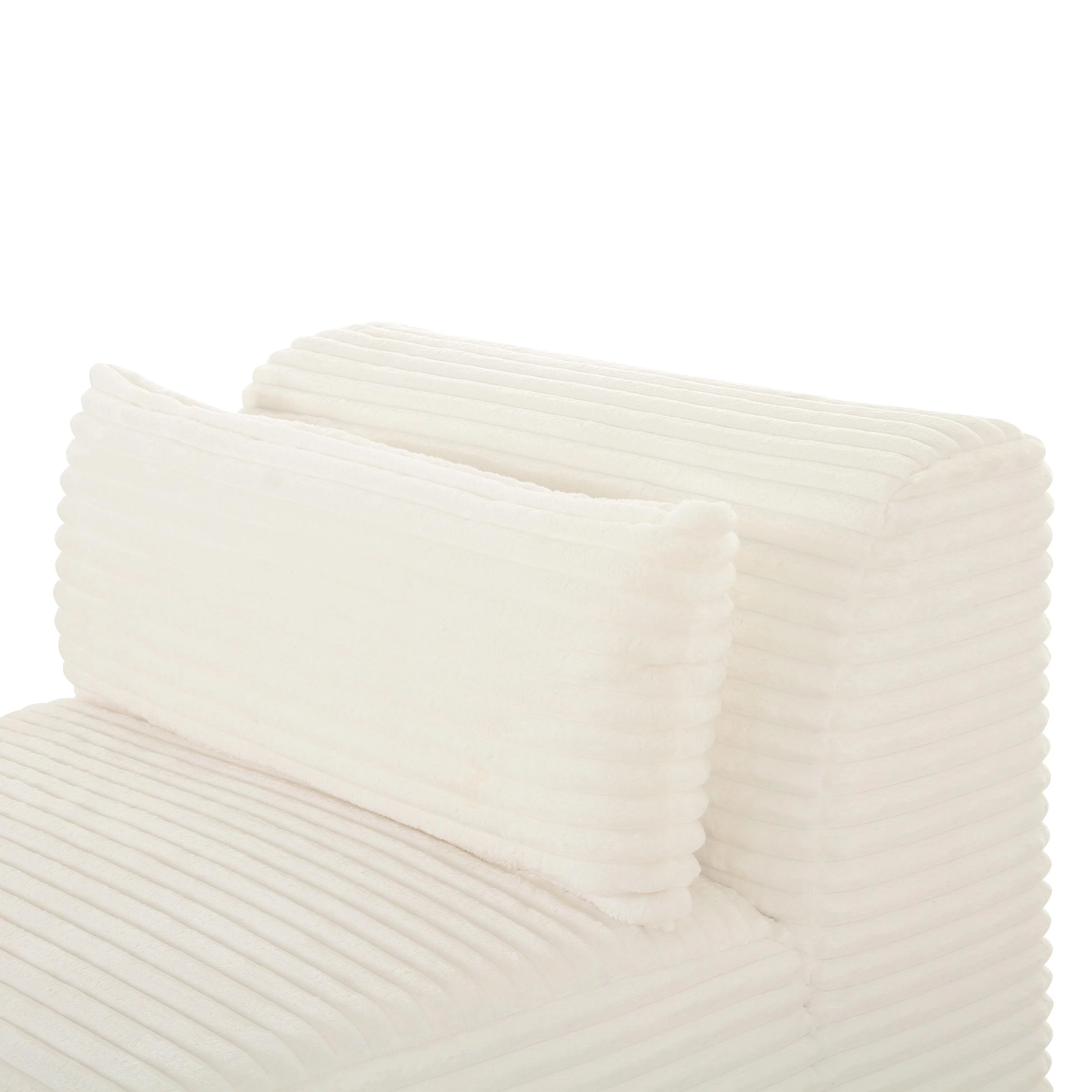 Chaise modulaire sans accoudoirs surdimensionnée en velours côtelé crème Tarra Fluffy