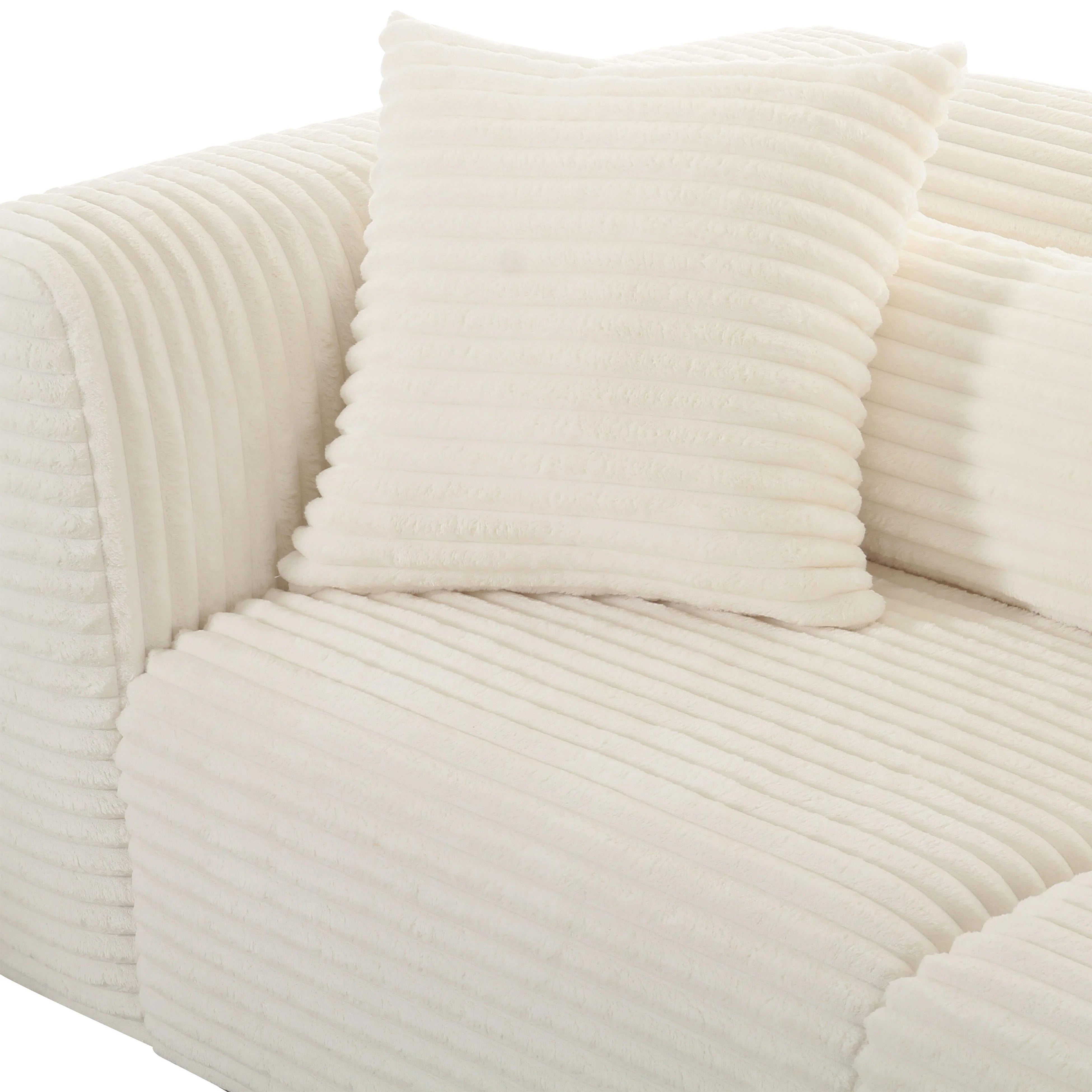 Tarra 86" Fluffy Oversized Performance Corduroy Modular Loveseat