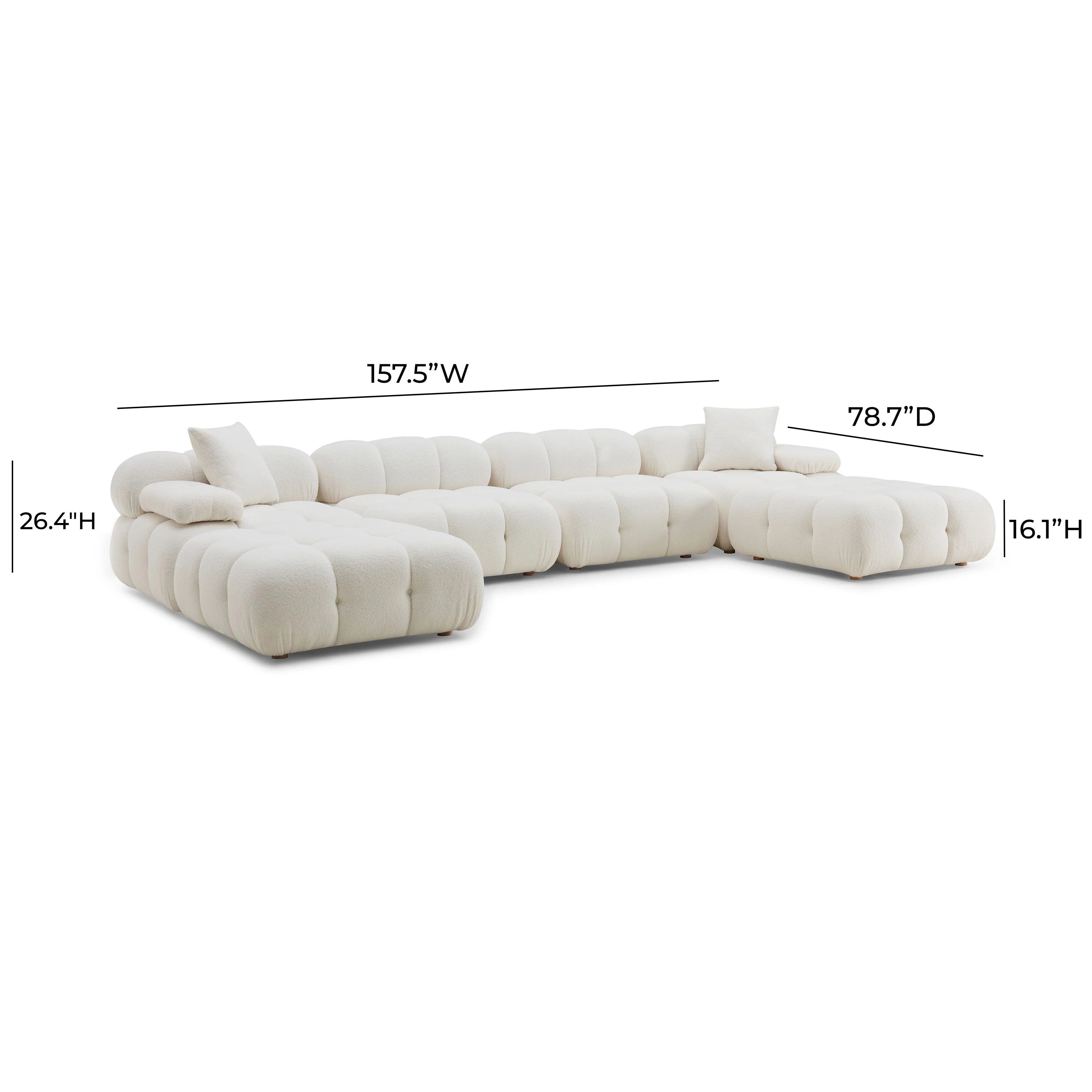 Calliope 6-piece Performance Vegan Shearling Modular U-Sectional