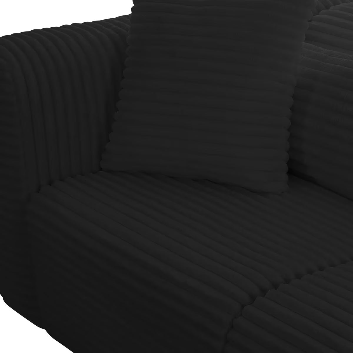 Canapé modulable RAF surdimensionné en velours côtelé noir Tarra Fluffy