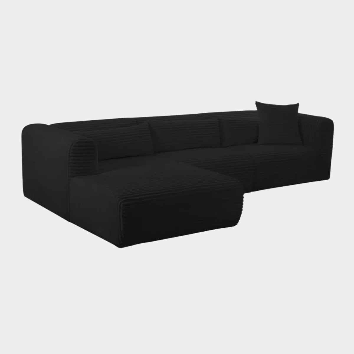 Canapé modulaire LAF surdimensionné en velours côtelé noir Tarra Fluffy