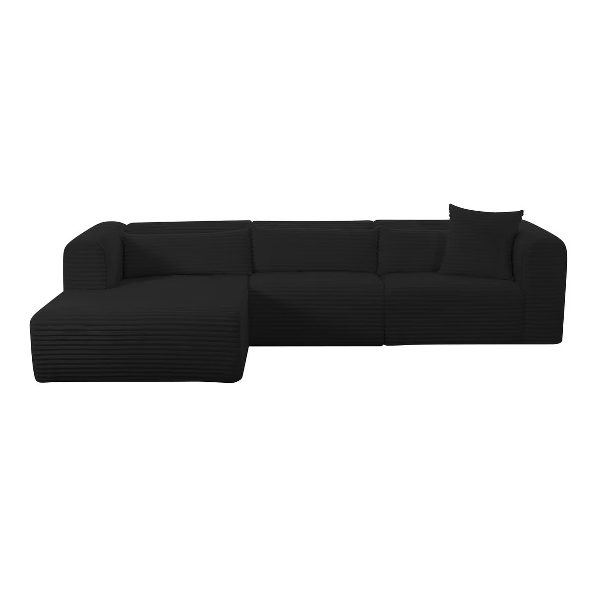Canapé modulaire LAF surdimensionné en velours côtelé noir Tarra Fluffy