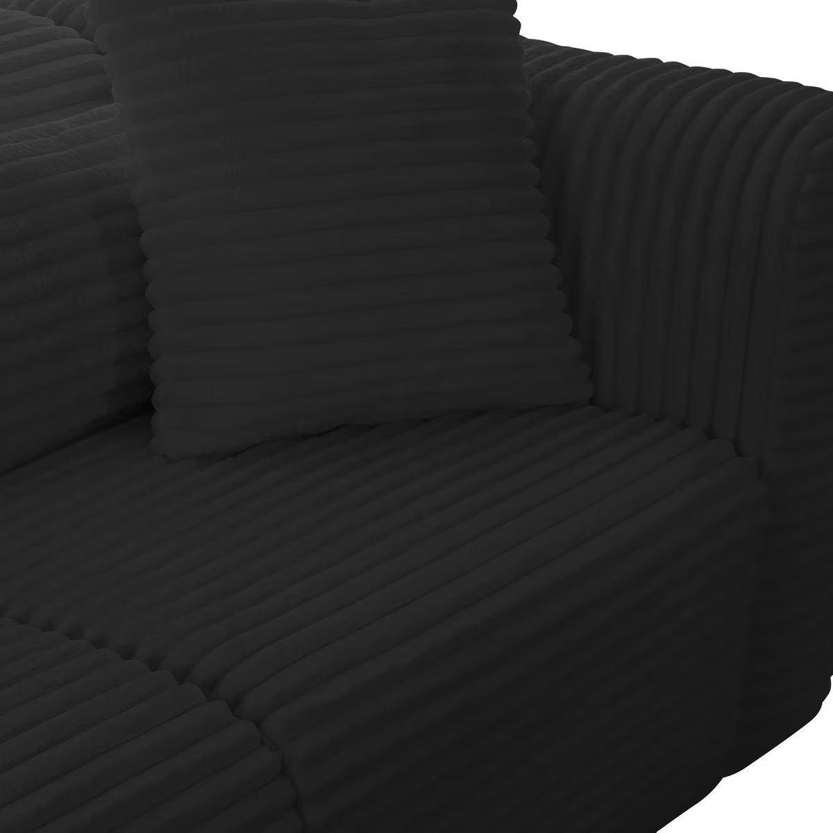 Canapé modulaire LAF surdimensionné en velours côtelé noir Tarra Fluffy