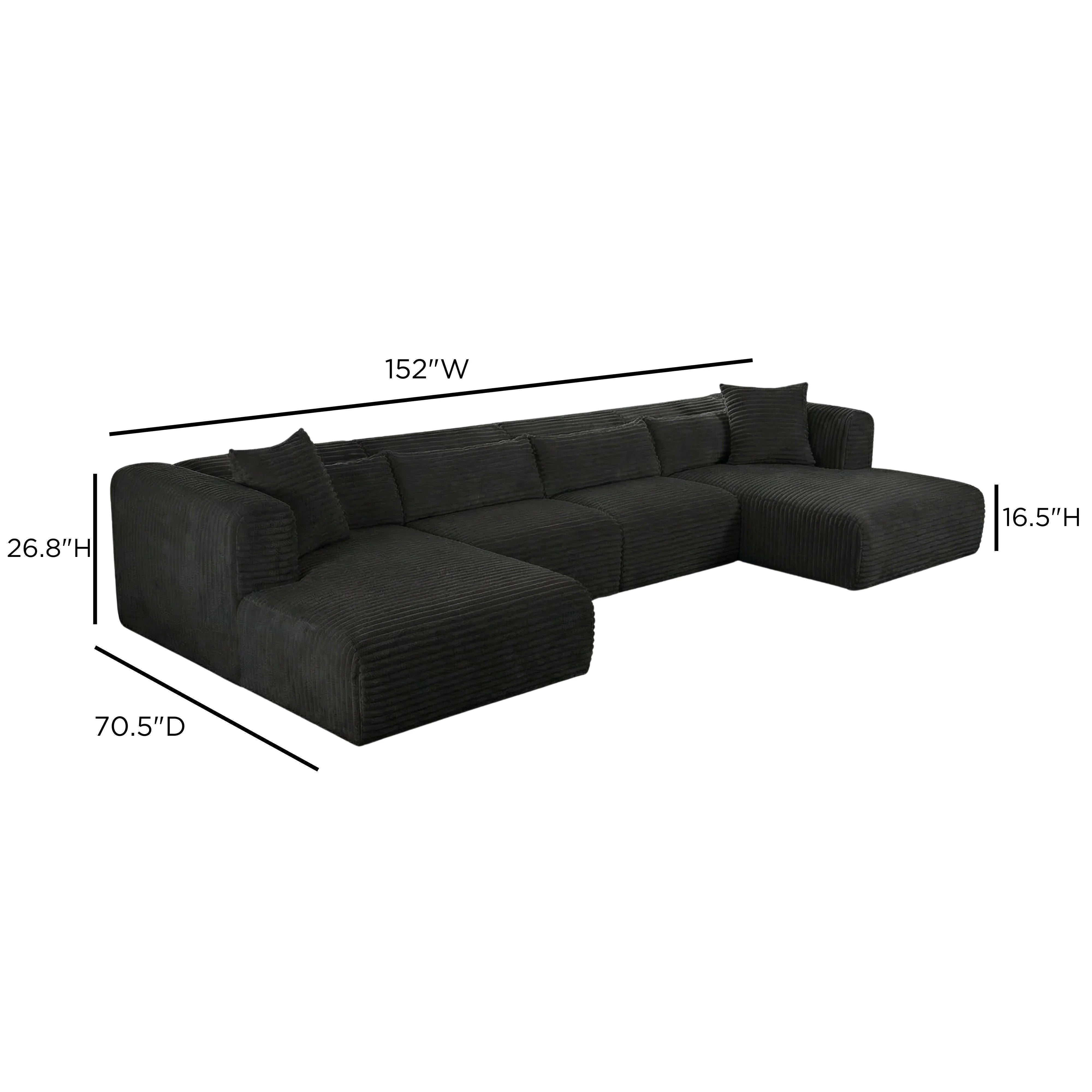 Tarra 4-Piece Fluffy Oversized Performance Corduroy Modular U-Sectional