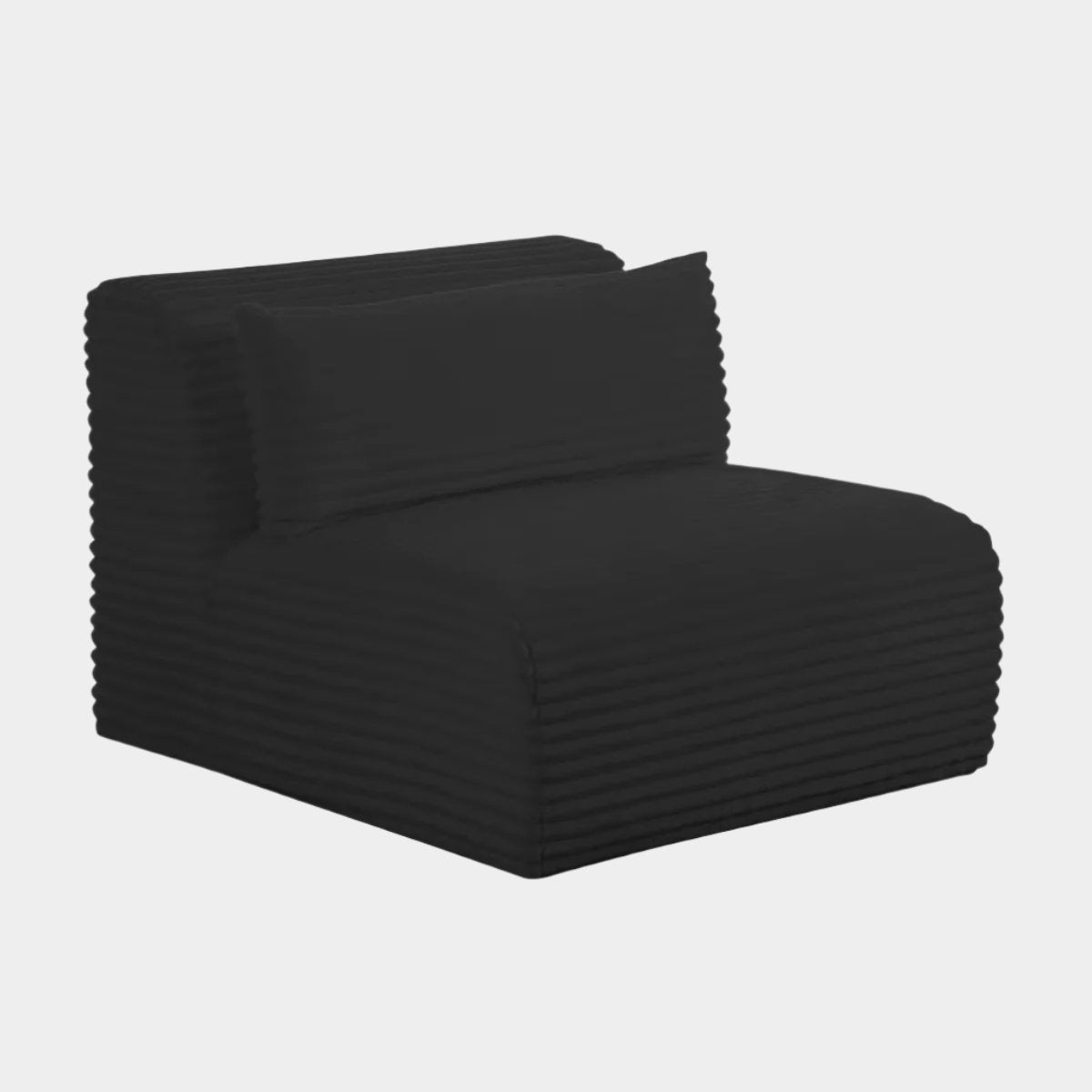 Chaise modulaire sans accoudoirs surdimensionnée en velours côtelé noir Tarra Fluffy