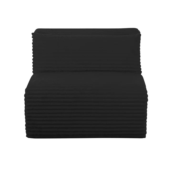 Chaise modulaire sans accoudoirs surdimensionnée en velours côtelé crème Tarra Fluffy
