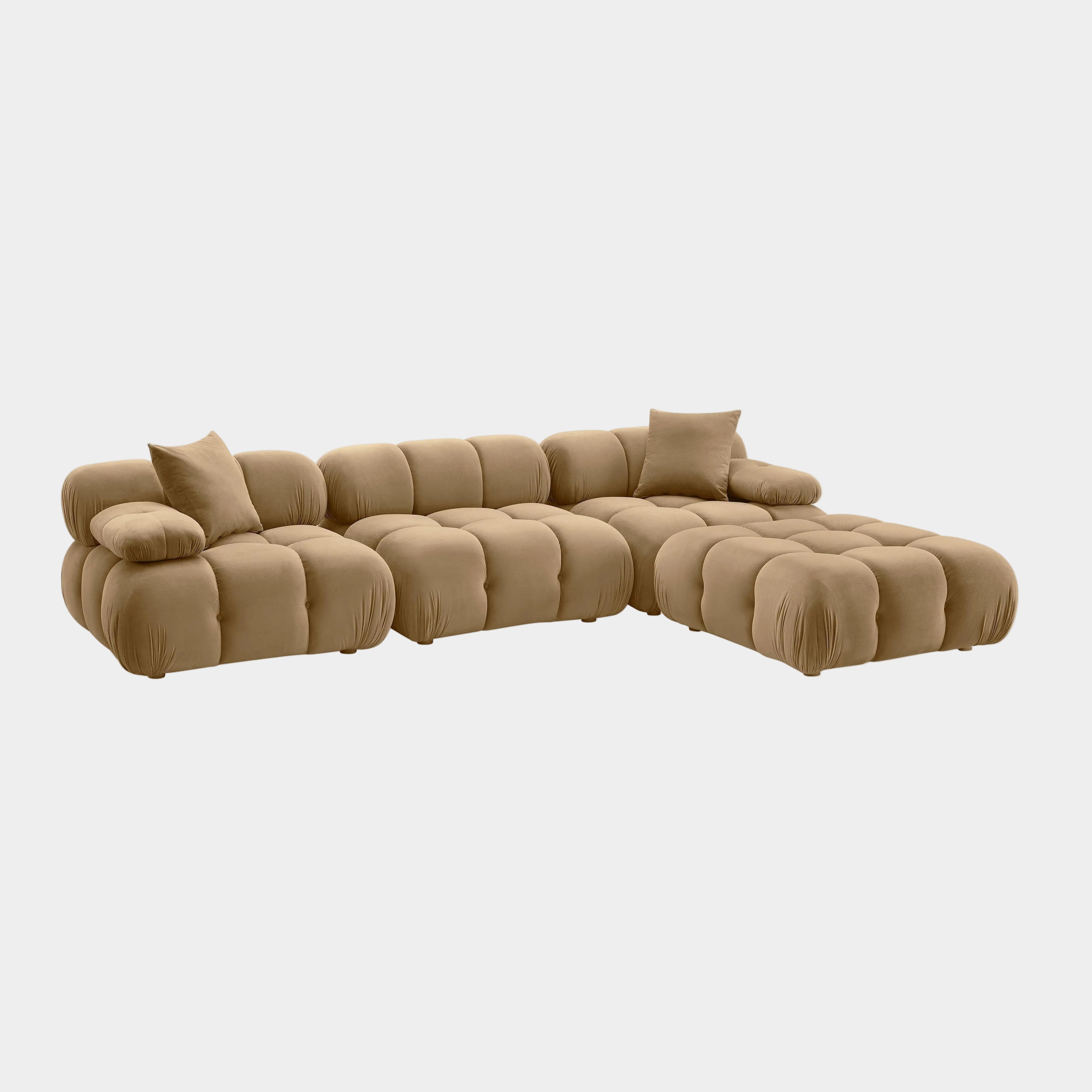 Calliope 4-piece Cafe Au Lait Performance Velvet Modular Sectional