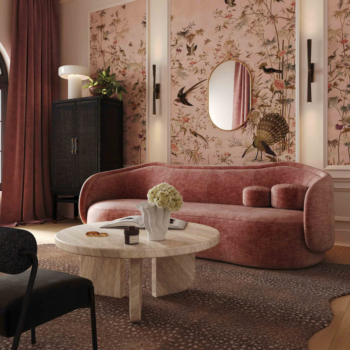 Canapé Circe en velours texturé mauve