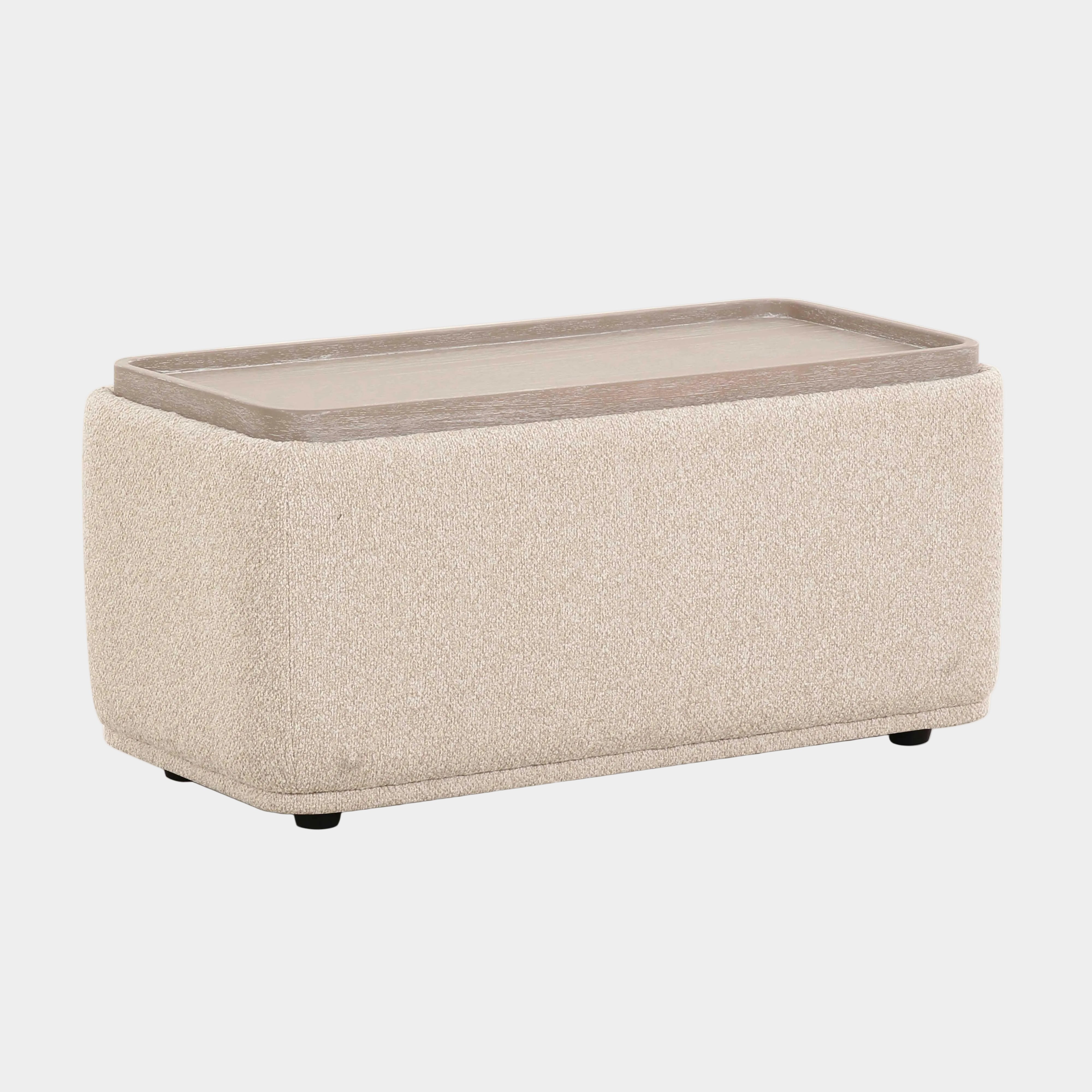 Sylvie Cream Performance Boucle Ottoman Table