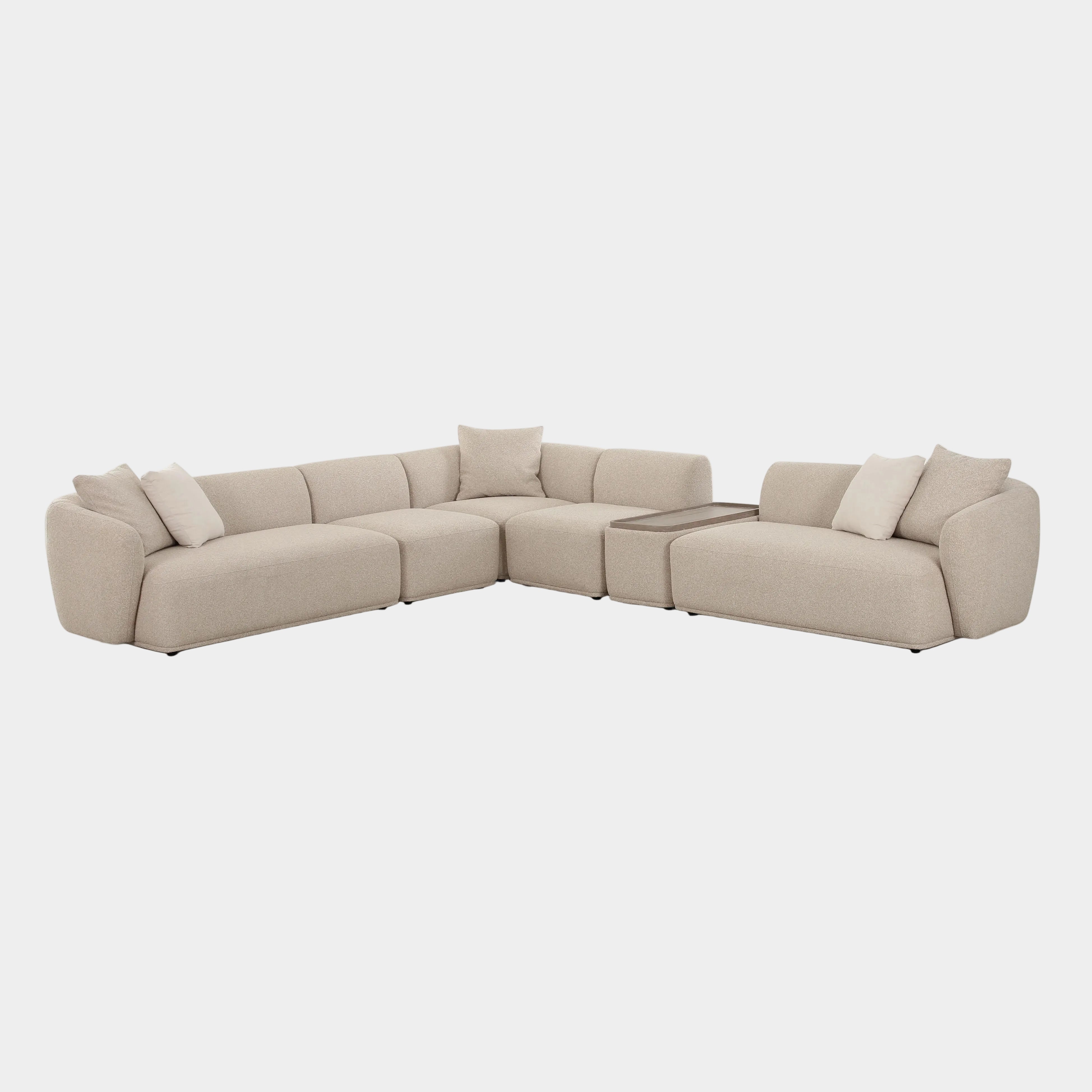Sylvie 6-Piece Cream Performance Boucle Large Sectional