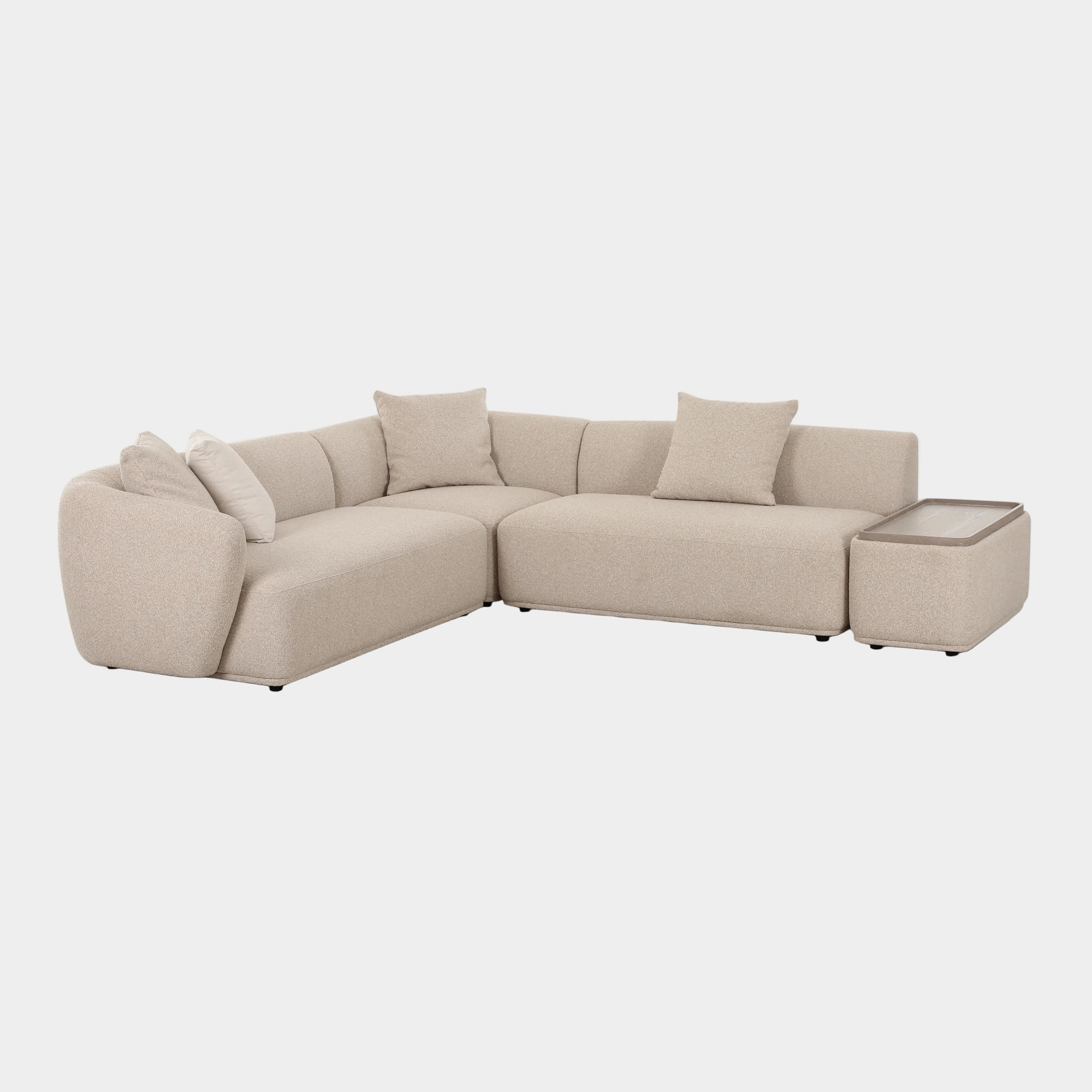 Sylvie 4-Piece Cream Performance Boucle Chaise Sectional