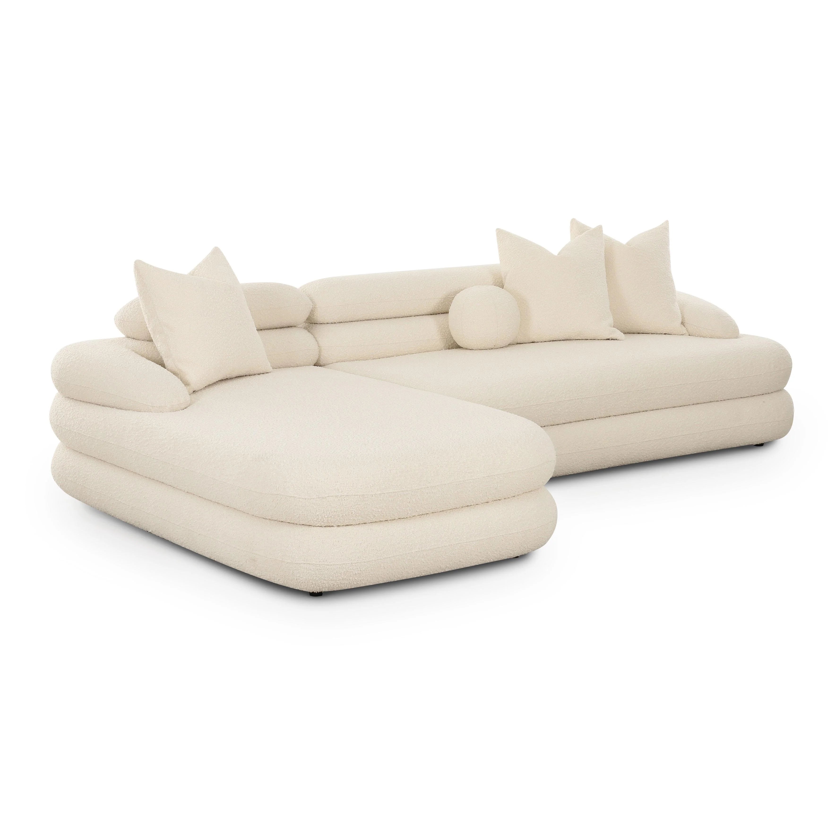 Lulu 2-Piece Cream Performance Boucle L-Shaped Sectional