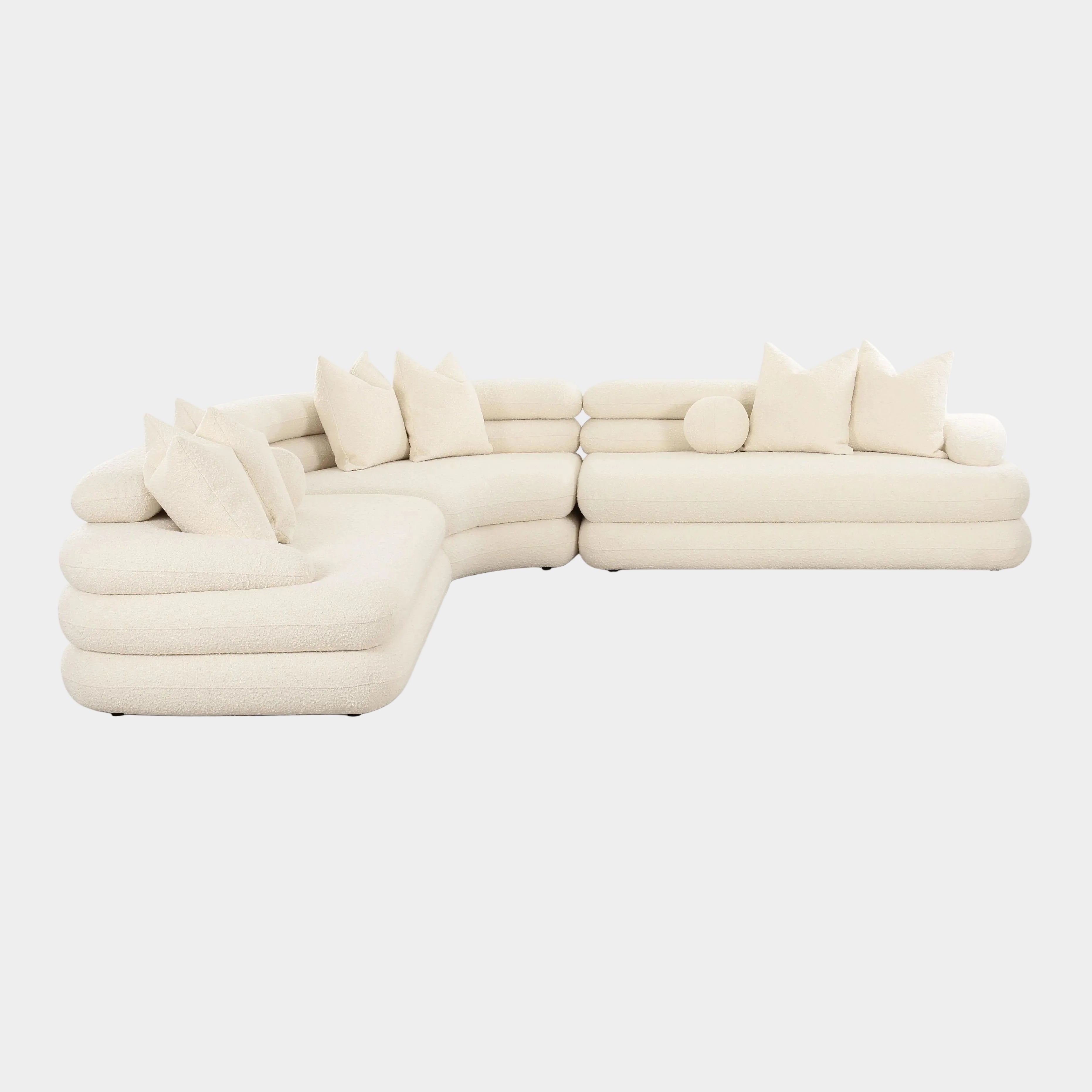 Lulu 3-Piece Cream Performance Boucle Modular Curved L-Sectional