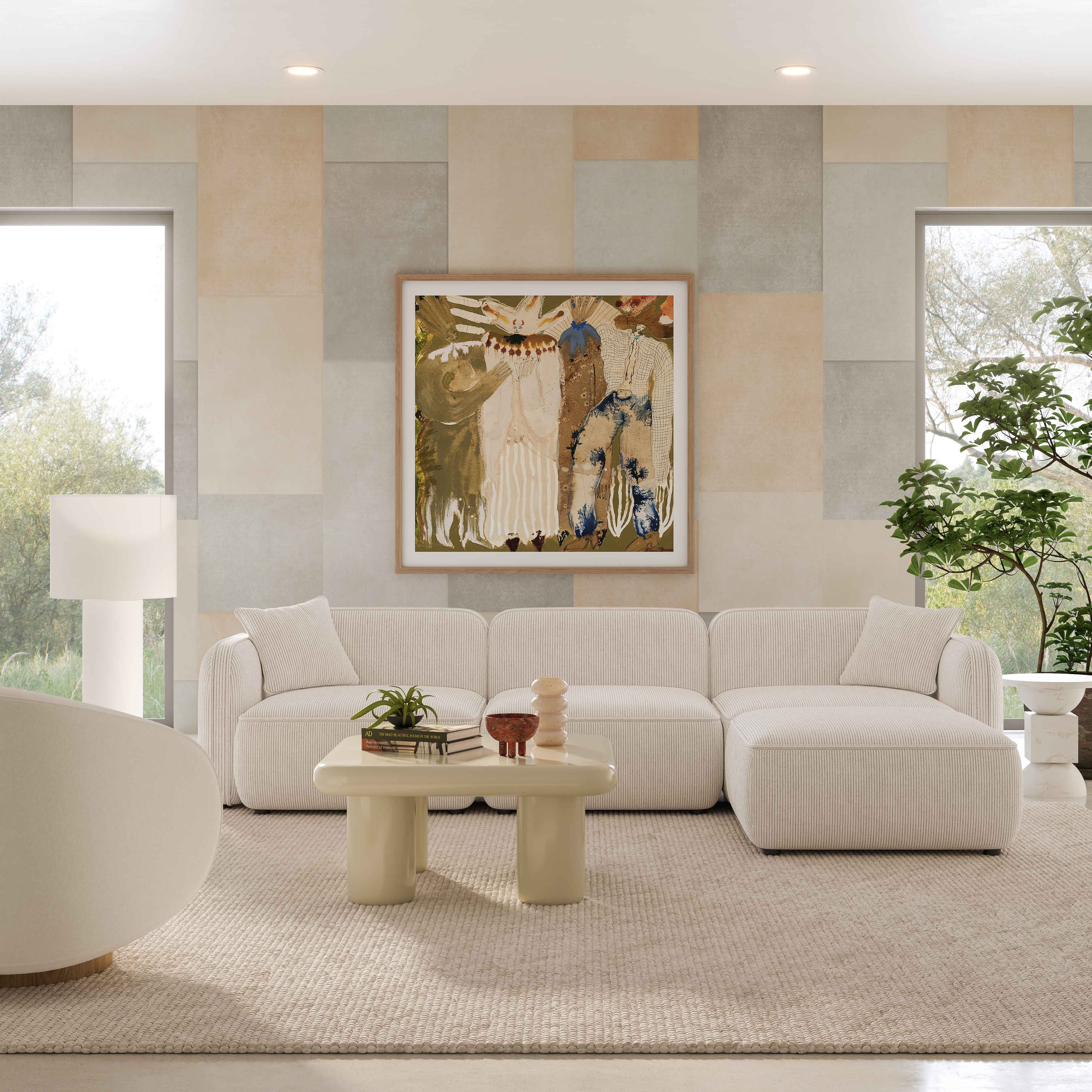 Travie 4-Piece Performance Corduroy Velvet Modular Sectional
