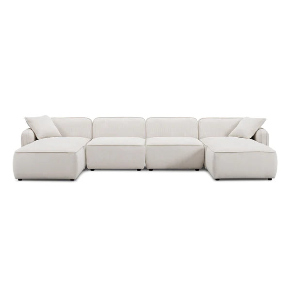 Travie Performance Corduroy Velvet 6-Piece Modular U-Sectional