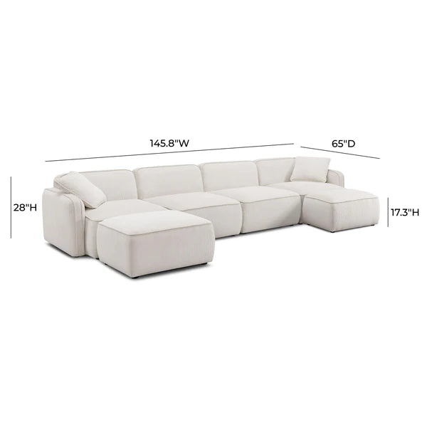 Travie Performance Corduroy Velvet 6-Piece Modular U-Sectional