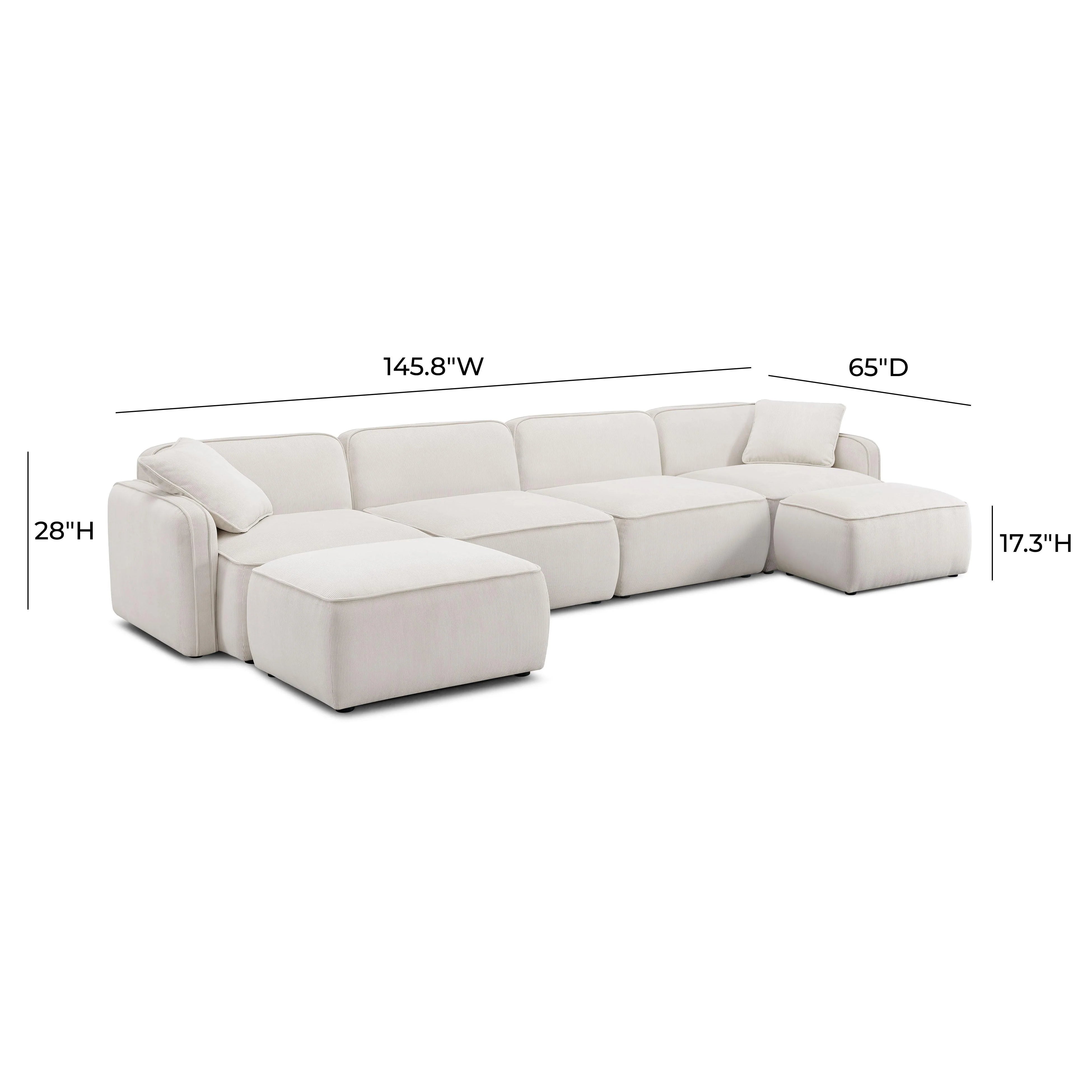 Travie 6-Piece Performance Corduroy Velvet Modular U-Sectional
