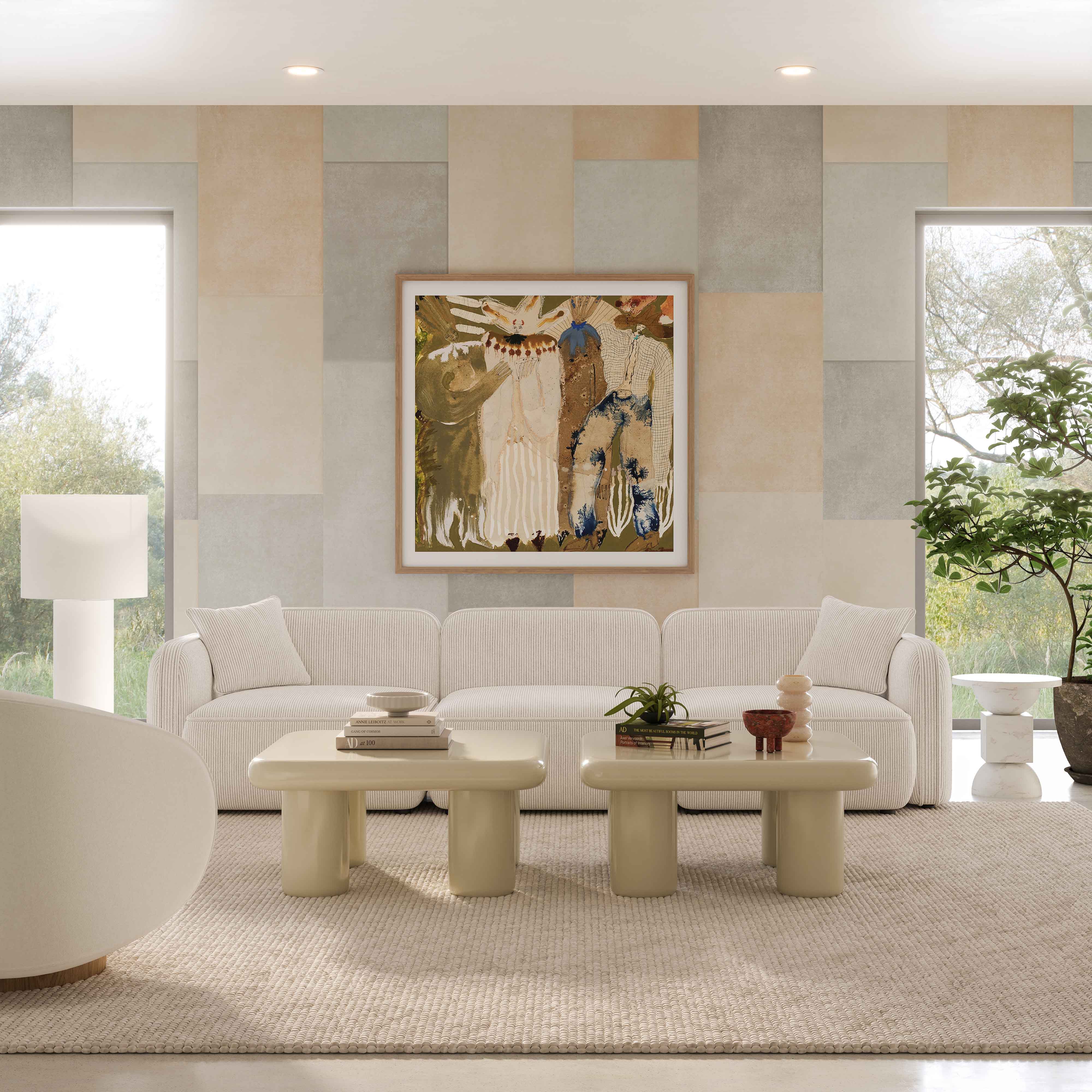 Travie 112" Performance Corduroy Velvet Modular Sofa