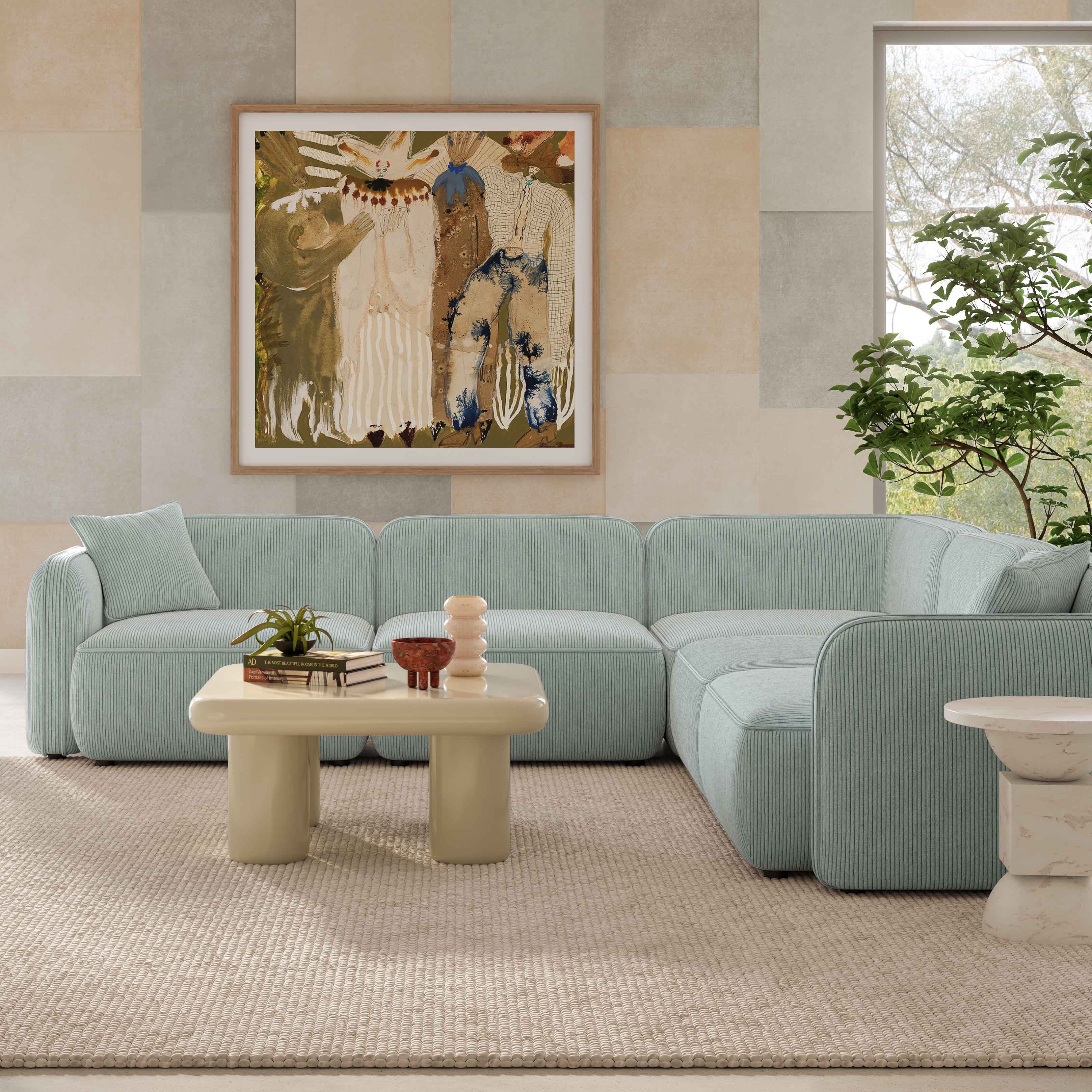 Travie 5-Piece Performance Corduroy Velvet Modular L-Sectional