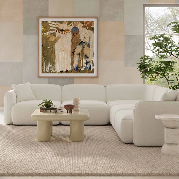 Travie Sand Upcycled Linen Modular L-Sectional