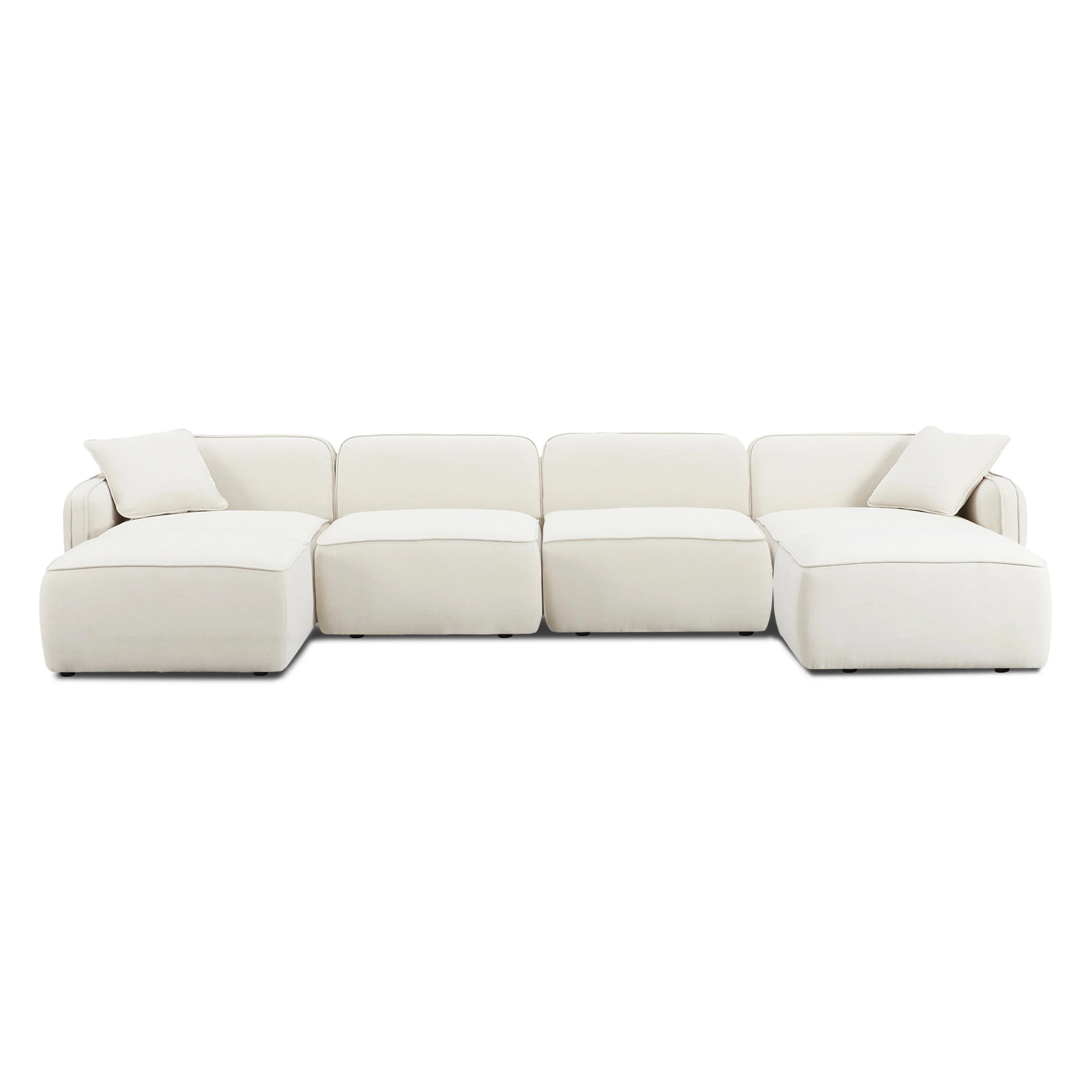 Travie 6-Piece Sand Upcycled Performance Linen Modular U-Sectional