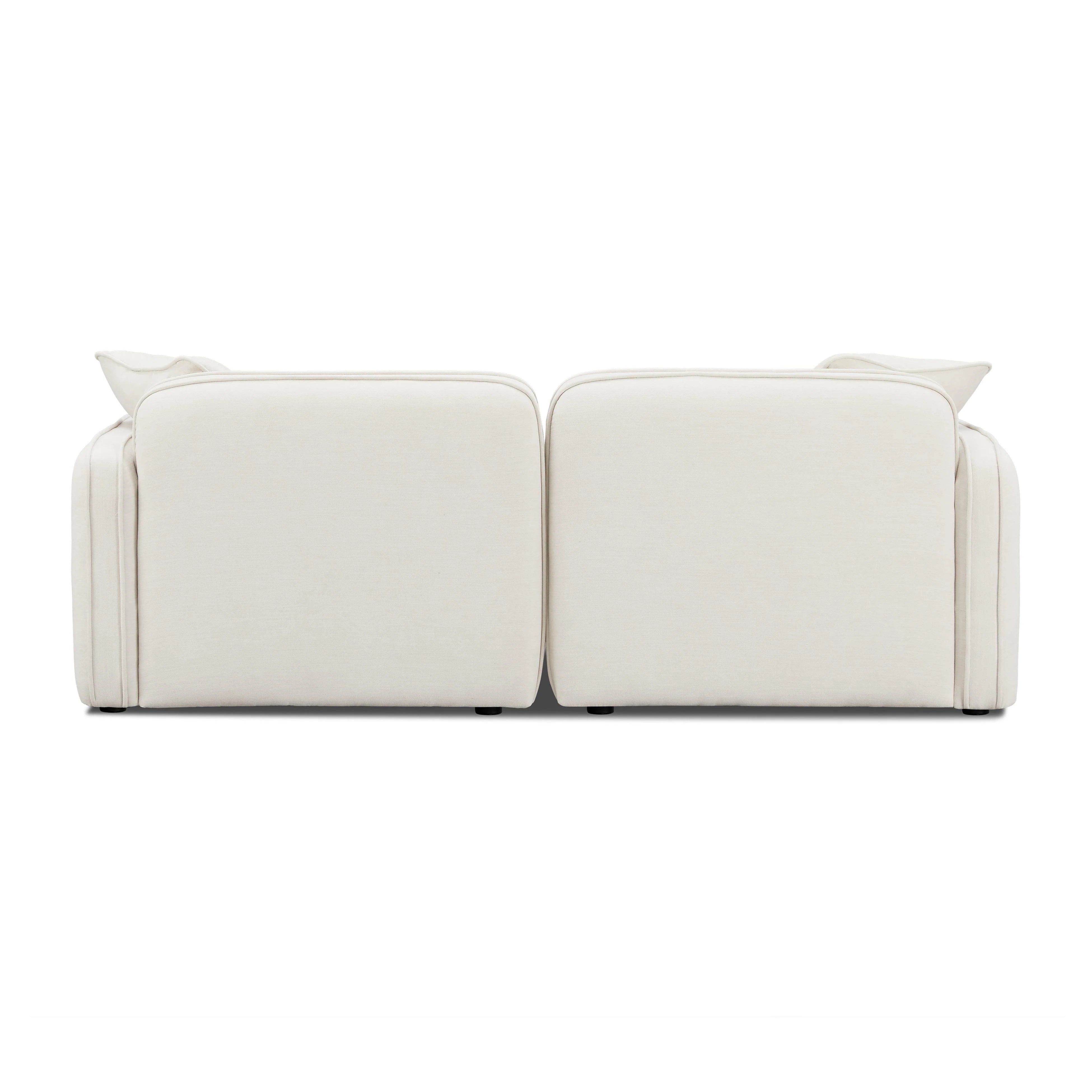 Travie Sand Upcycled Linen Modular Loveseat