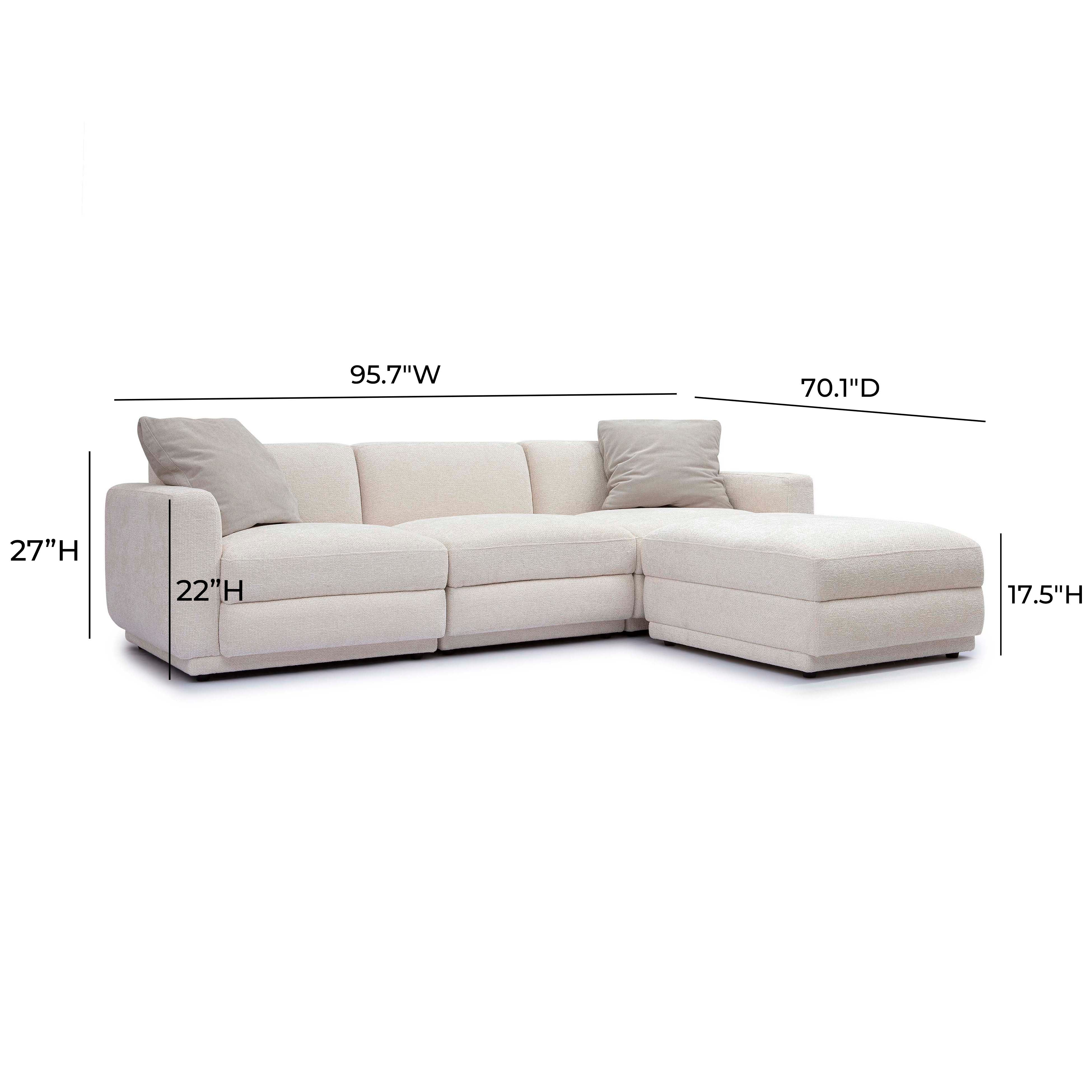 Perry 4-Piece Cream Performance Chenille Modular Sectional