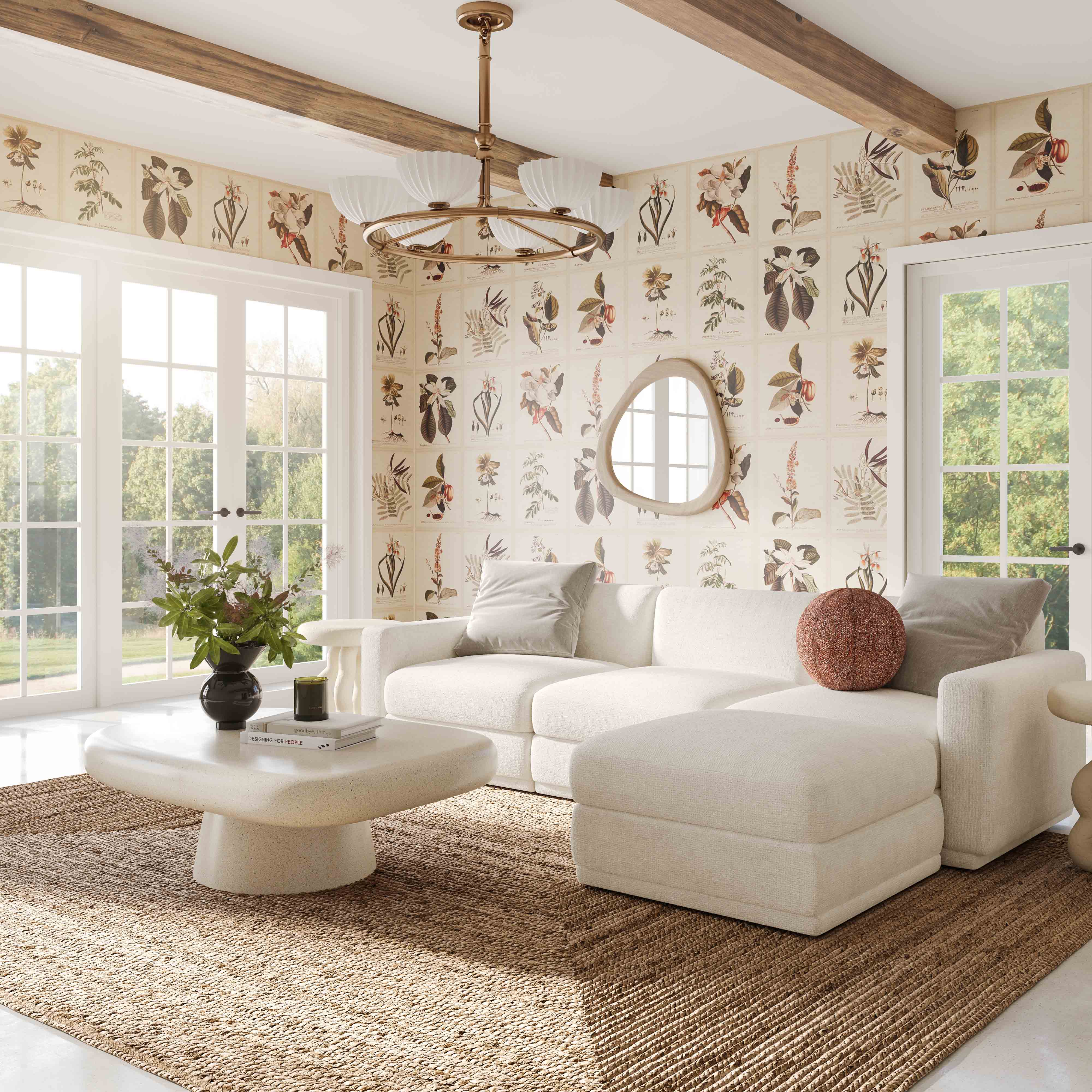 Perry 4-Piece Cream Performance Chenille Modular Sectional