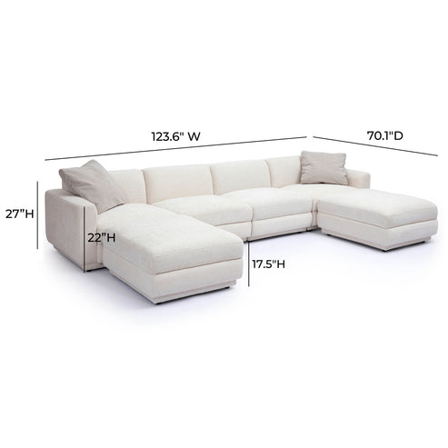 Perry 6-Piece Cream Performance Chenille Modular U-Sectional