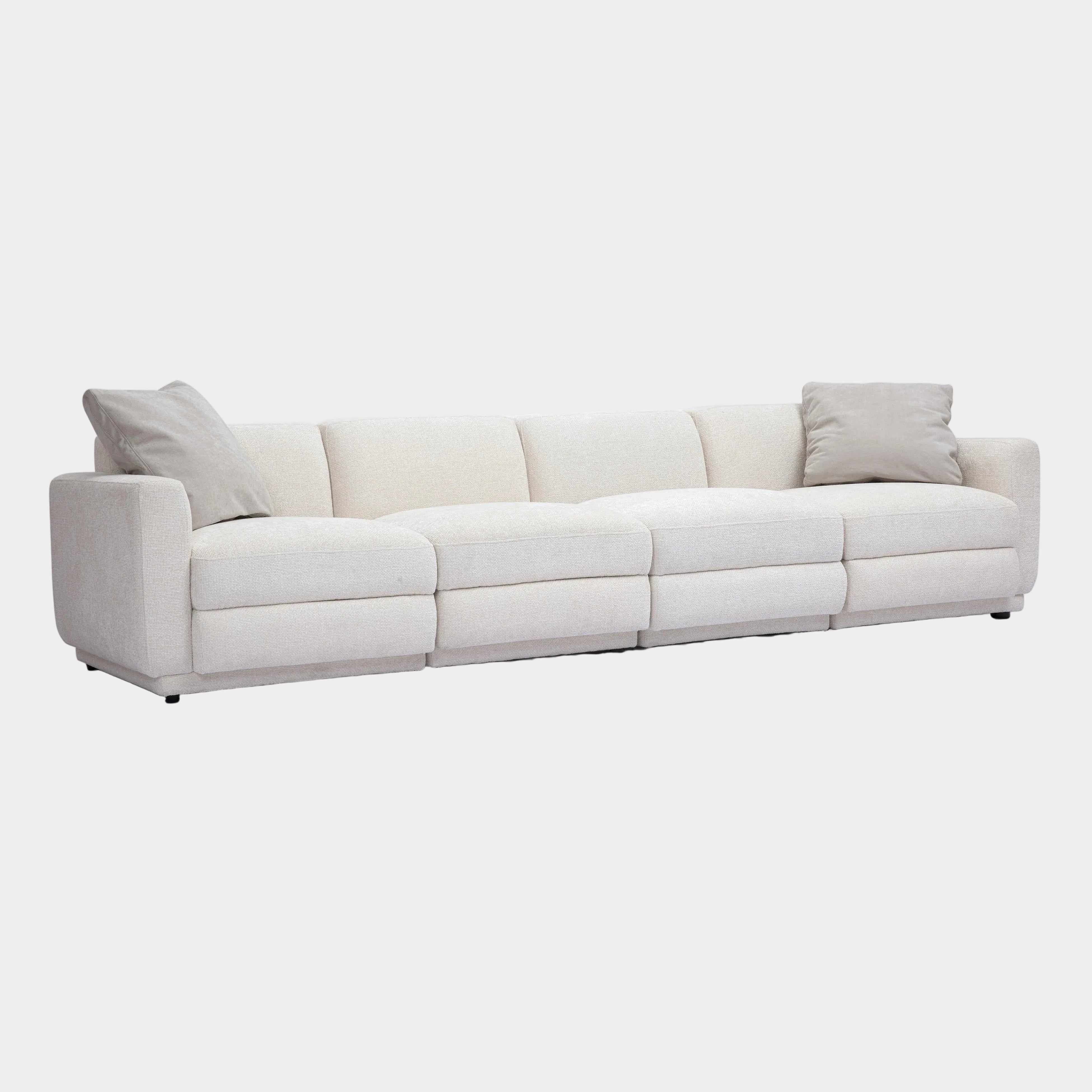 Perry 124" Cream Performance Chenille Modular Long Sofa