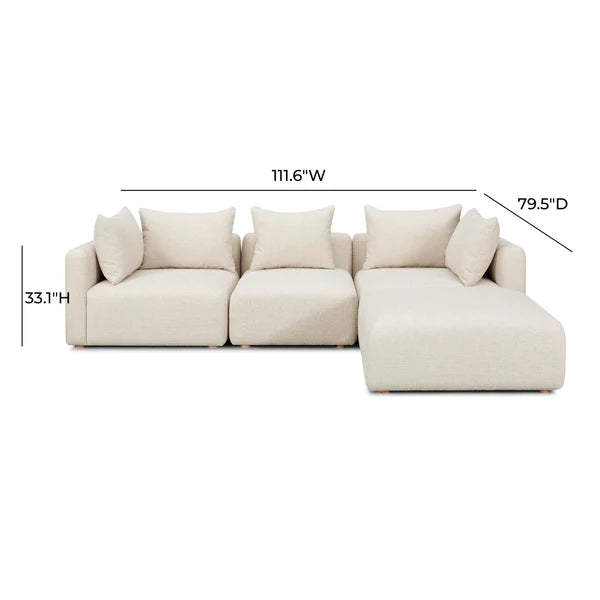 Hangover Heavy Textured Fabric 4-Piece Modular Sectional