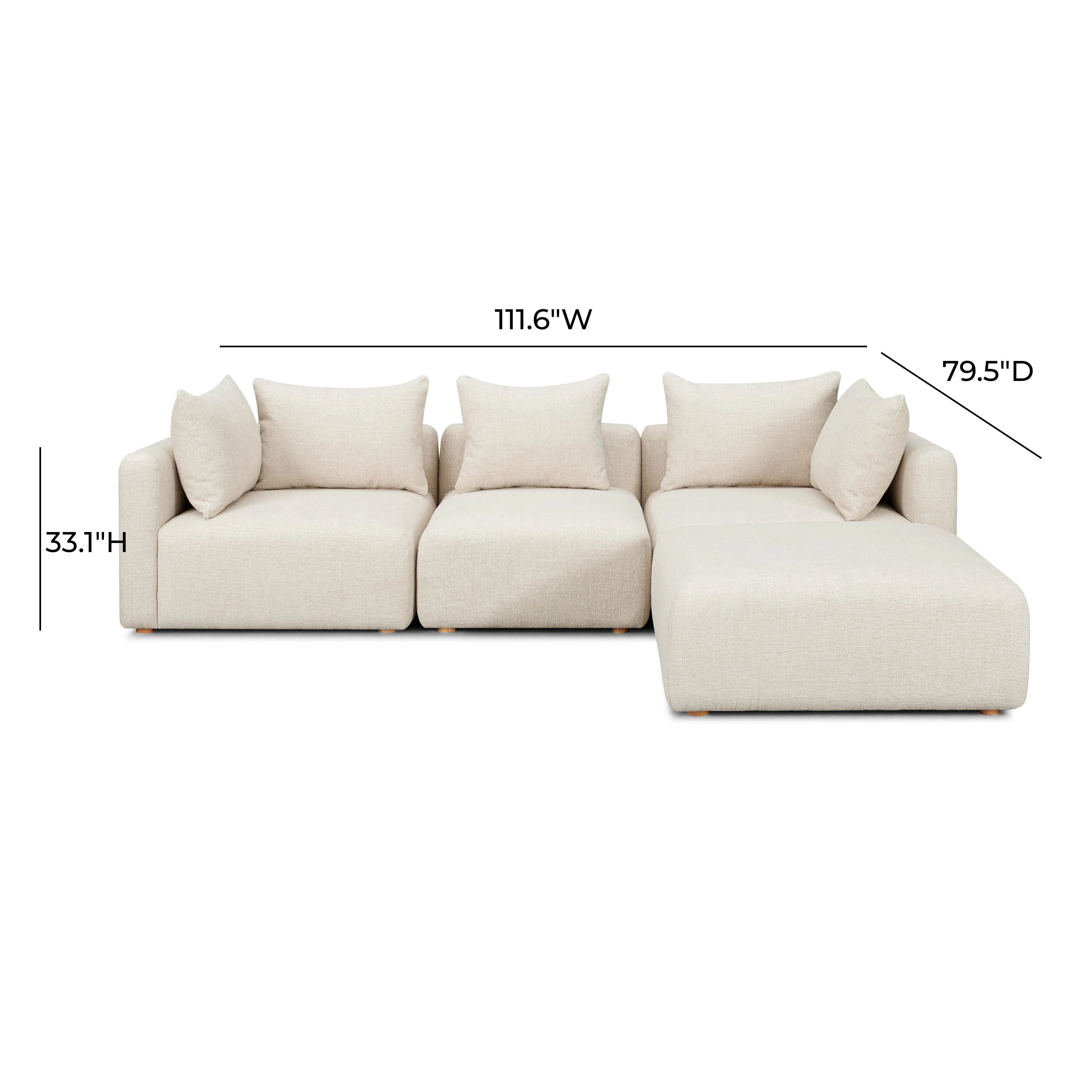Hangover 4-Piece Contract-Grade Textured Fabric Modular Sectional