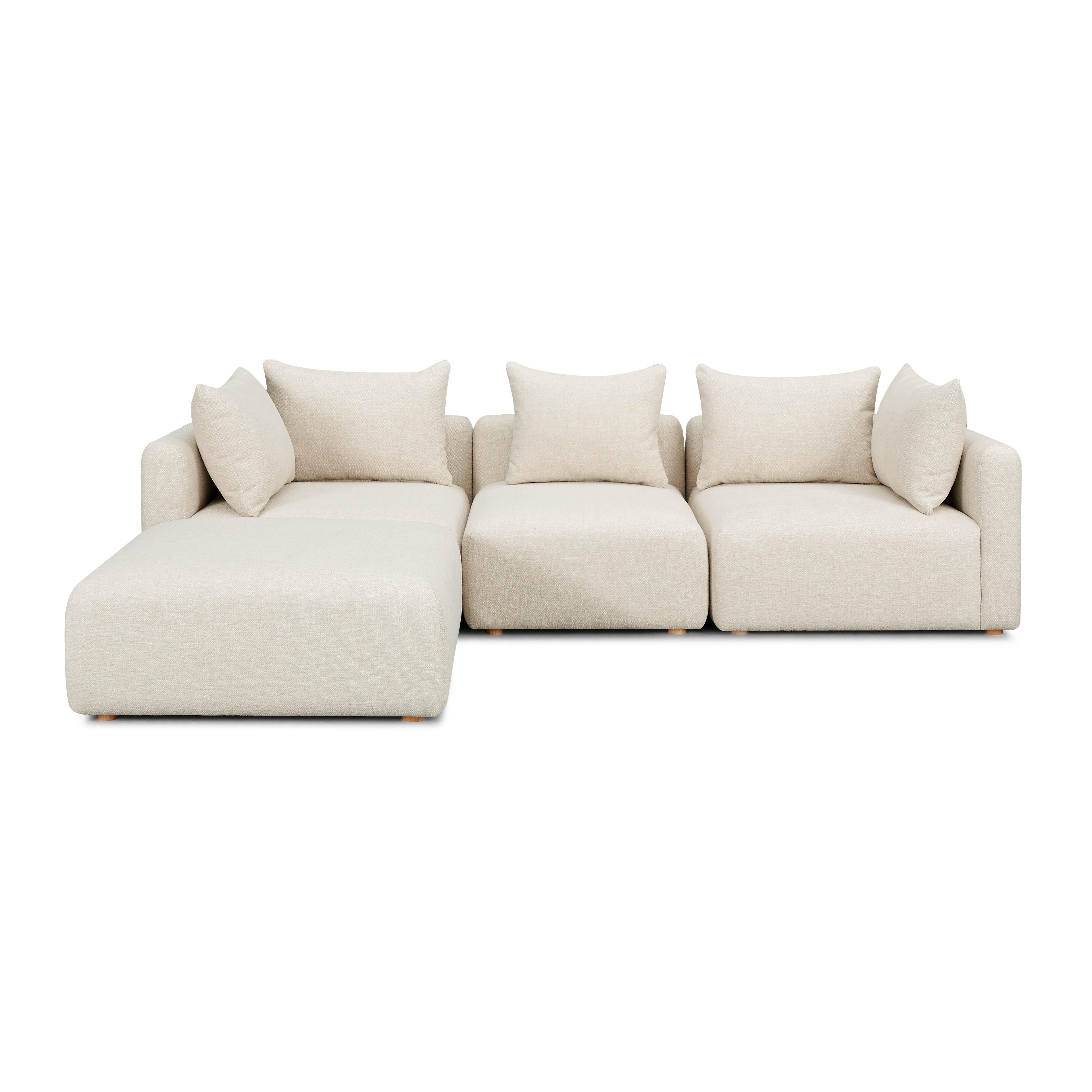 Hangover 4-Piece Contract-Grade Textured Fabric Modular Sectional