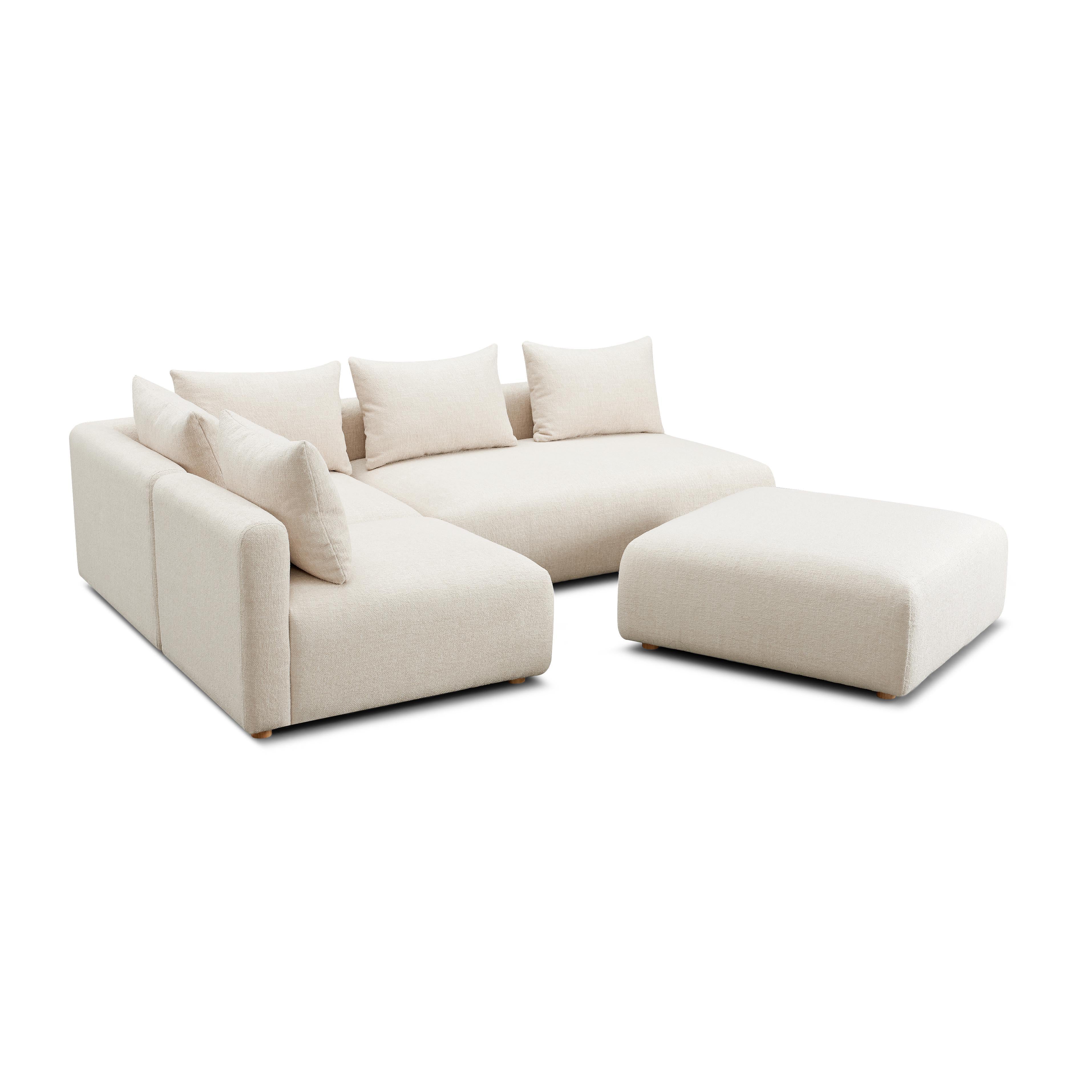 Hangover 4-Piece Contract-Grade Textured Fabric Modular Chaise Sectional