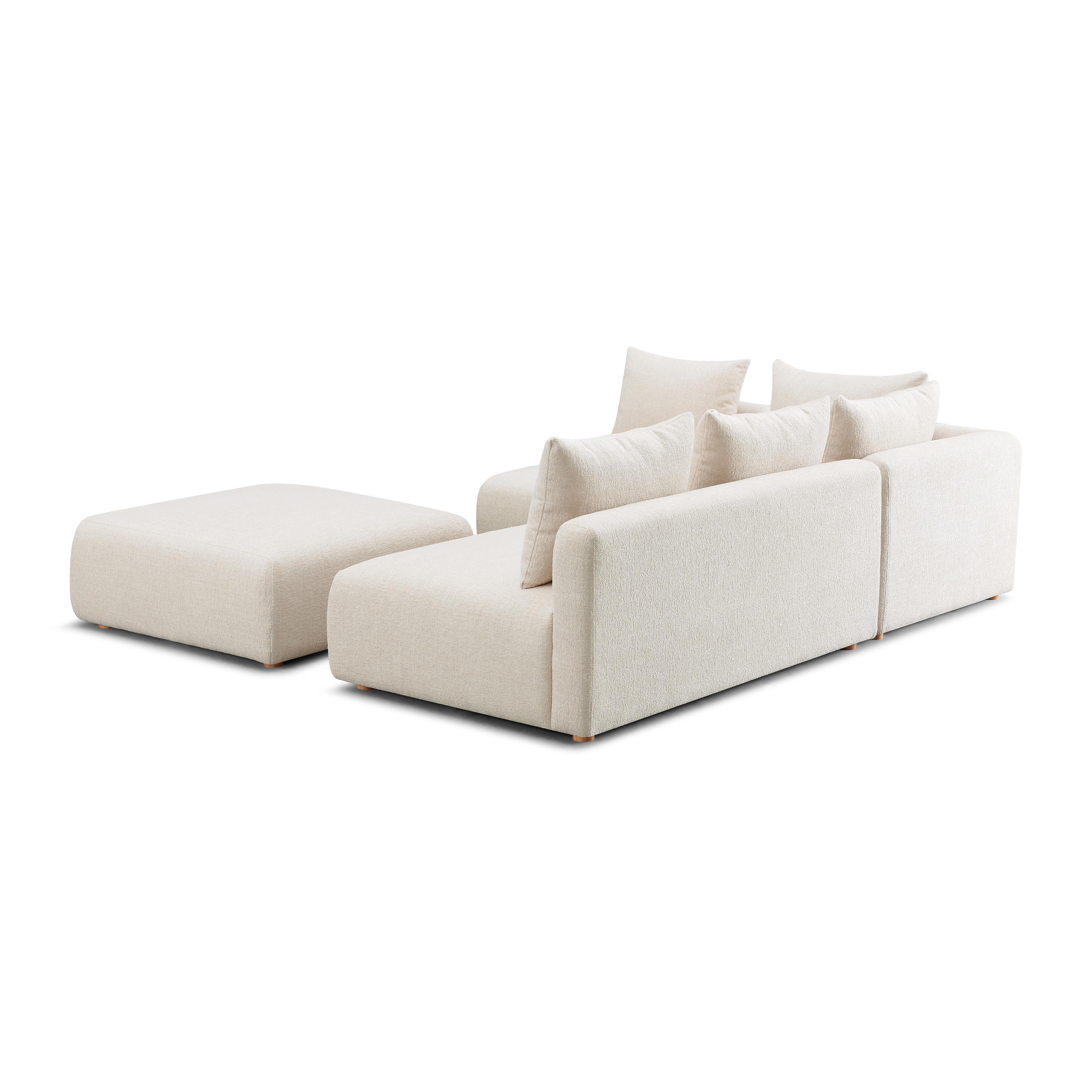 Hangover 4-Piece Contract-Grade Textured Fabric Modular Chaise Sectional