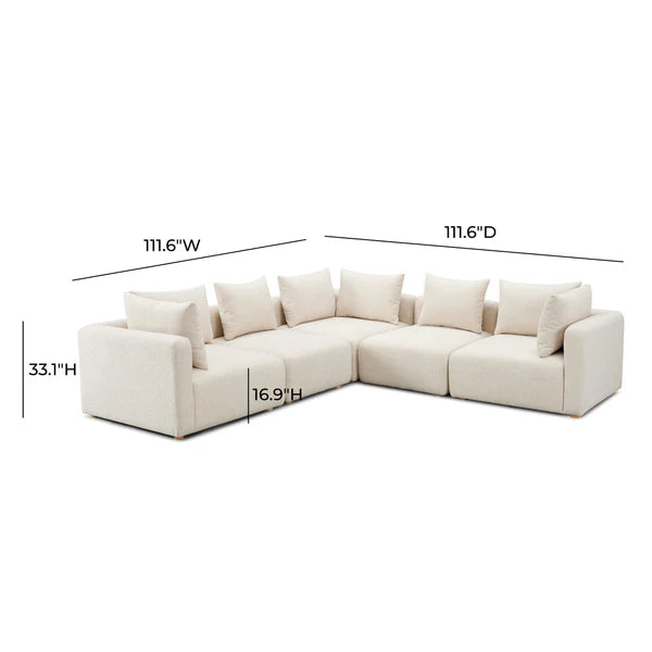 Hangover Textured Fabric 5-Piece Modular L-Sectional