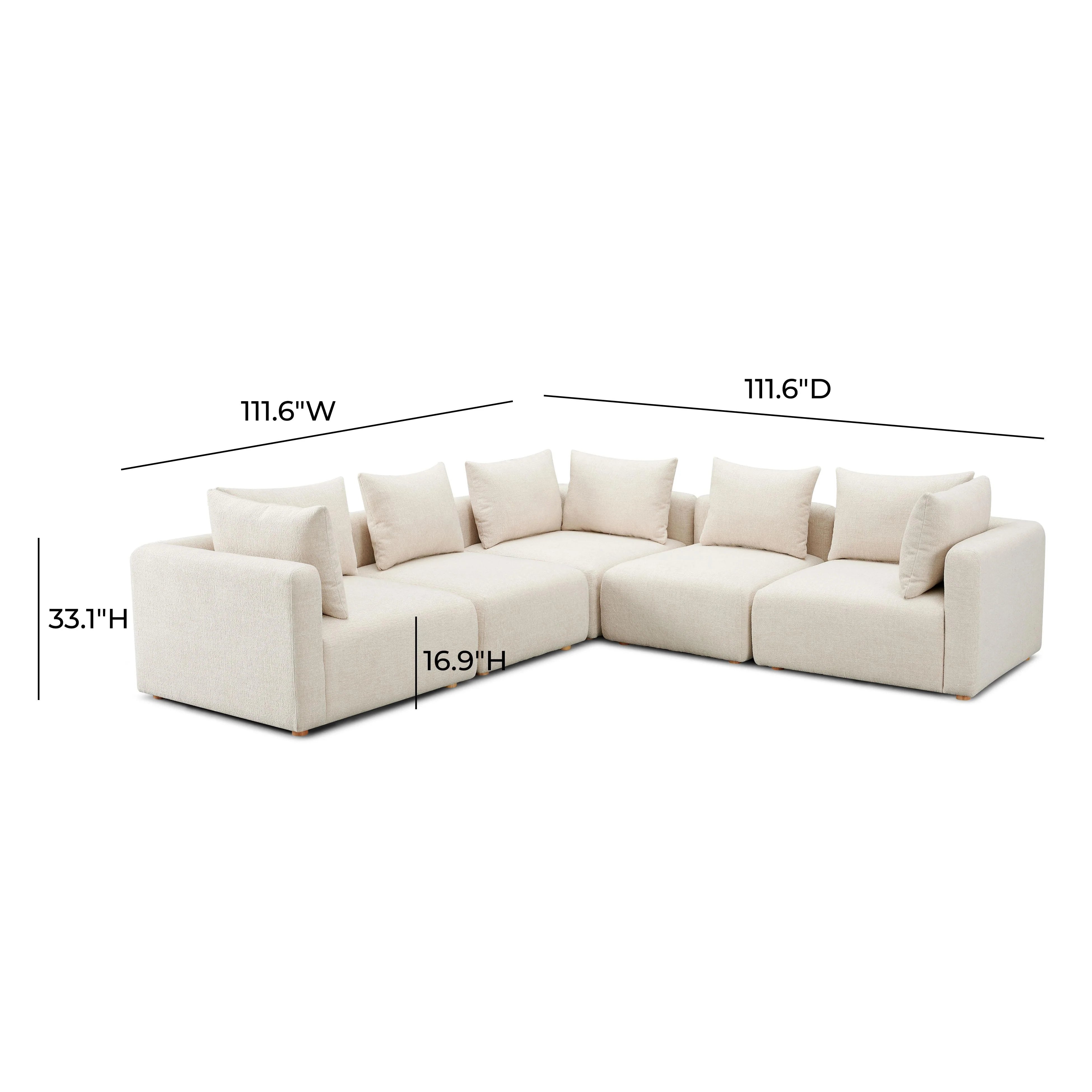 Hangover 5-Piece Contract-Grade Textured Fabric Modular L-Sectional
