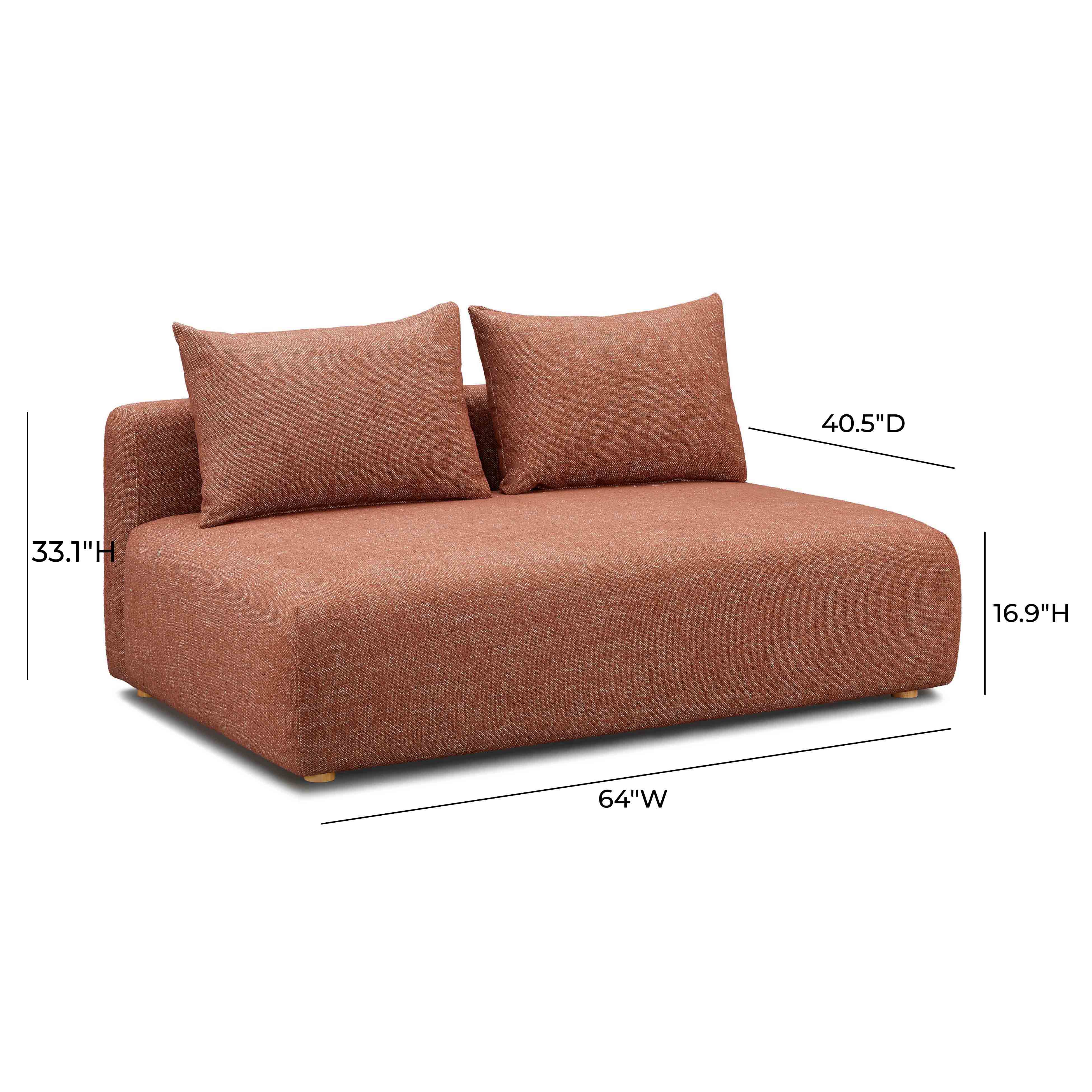 Hangover 64" Contract-Grade Textured Fabric Modular Loveseat
