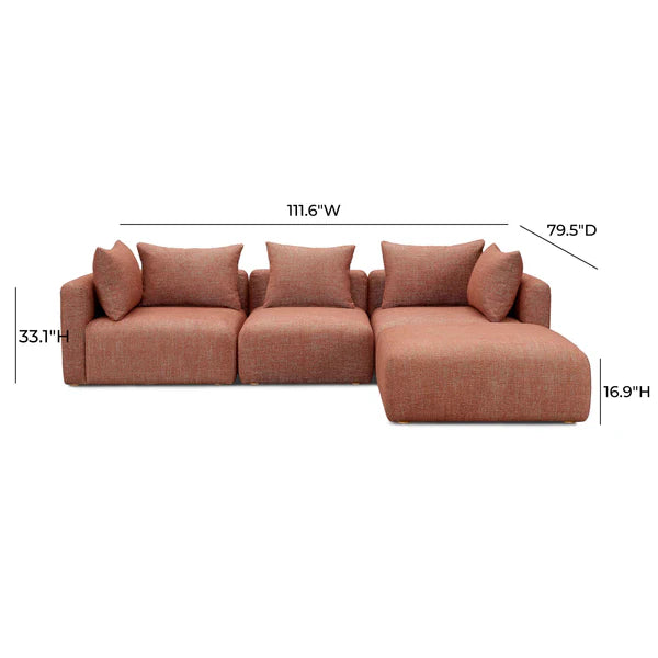 Hangover Heavy Textured Fabric 4-Piece Modular Sectional