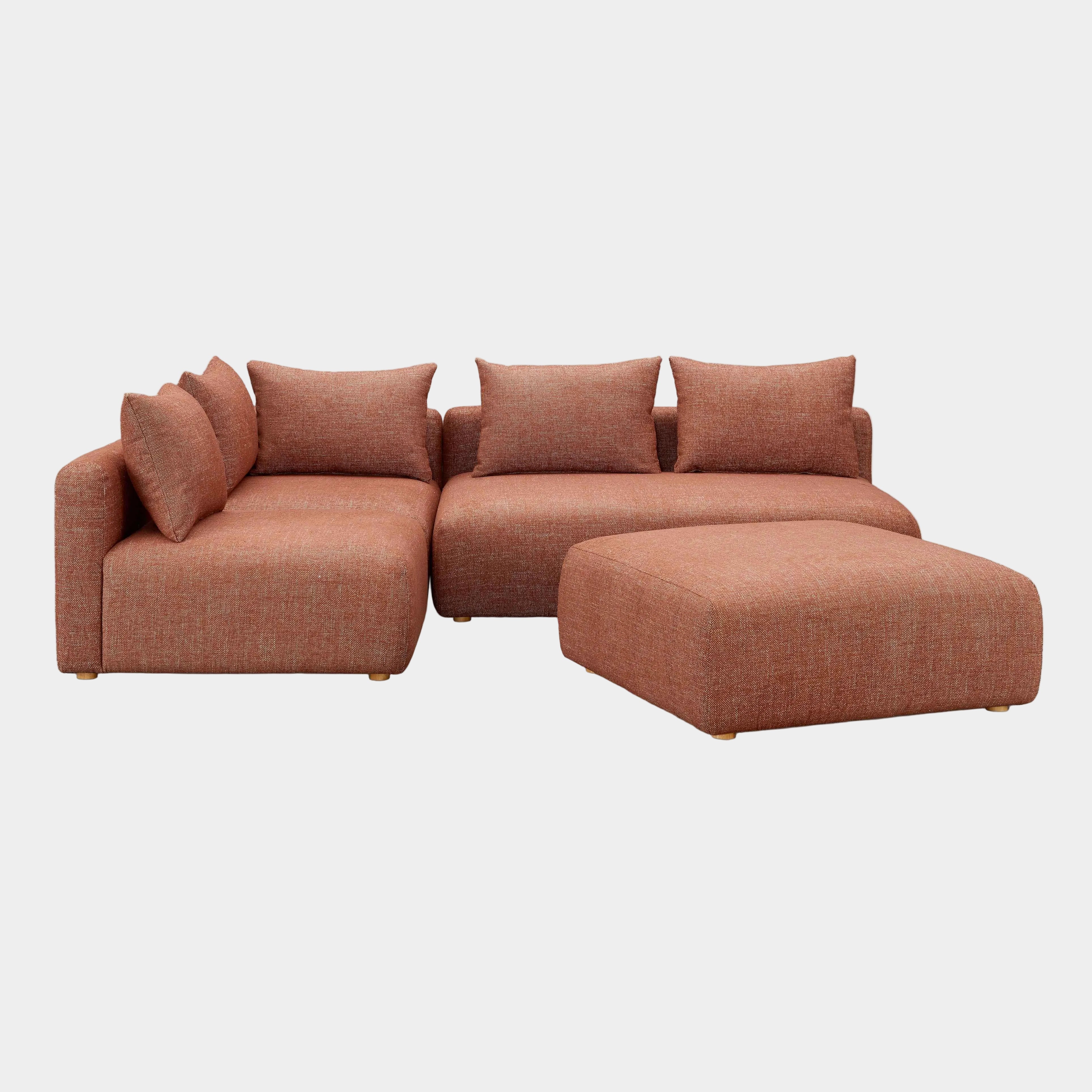 Hangover 4-Piece Contract-Grade Textured Fabric Modular Chaise Sectional