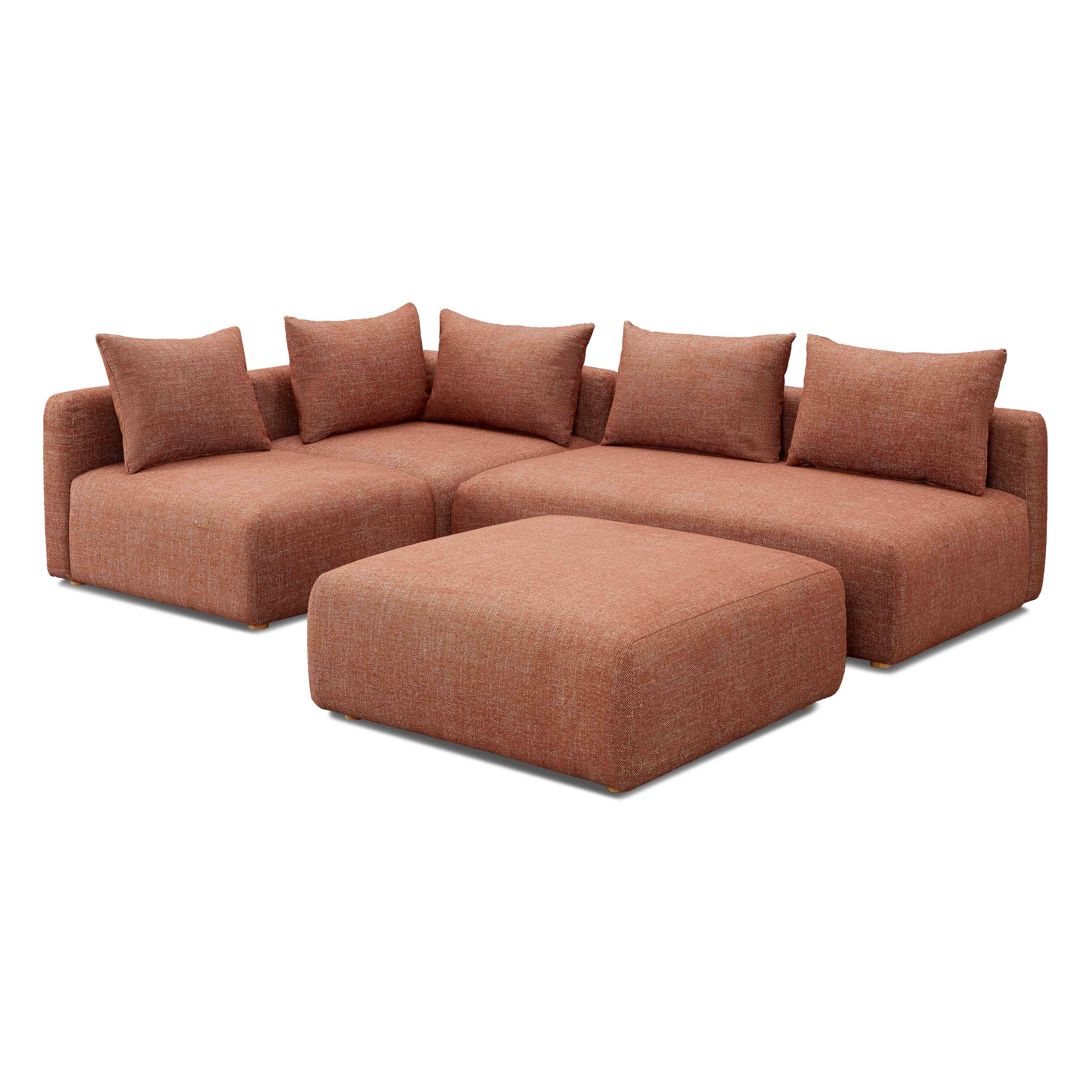 Hangover 4-Piece Contract-Grade Textured Fabric Modular Chaise Sectional