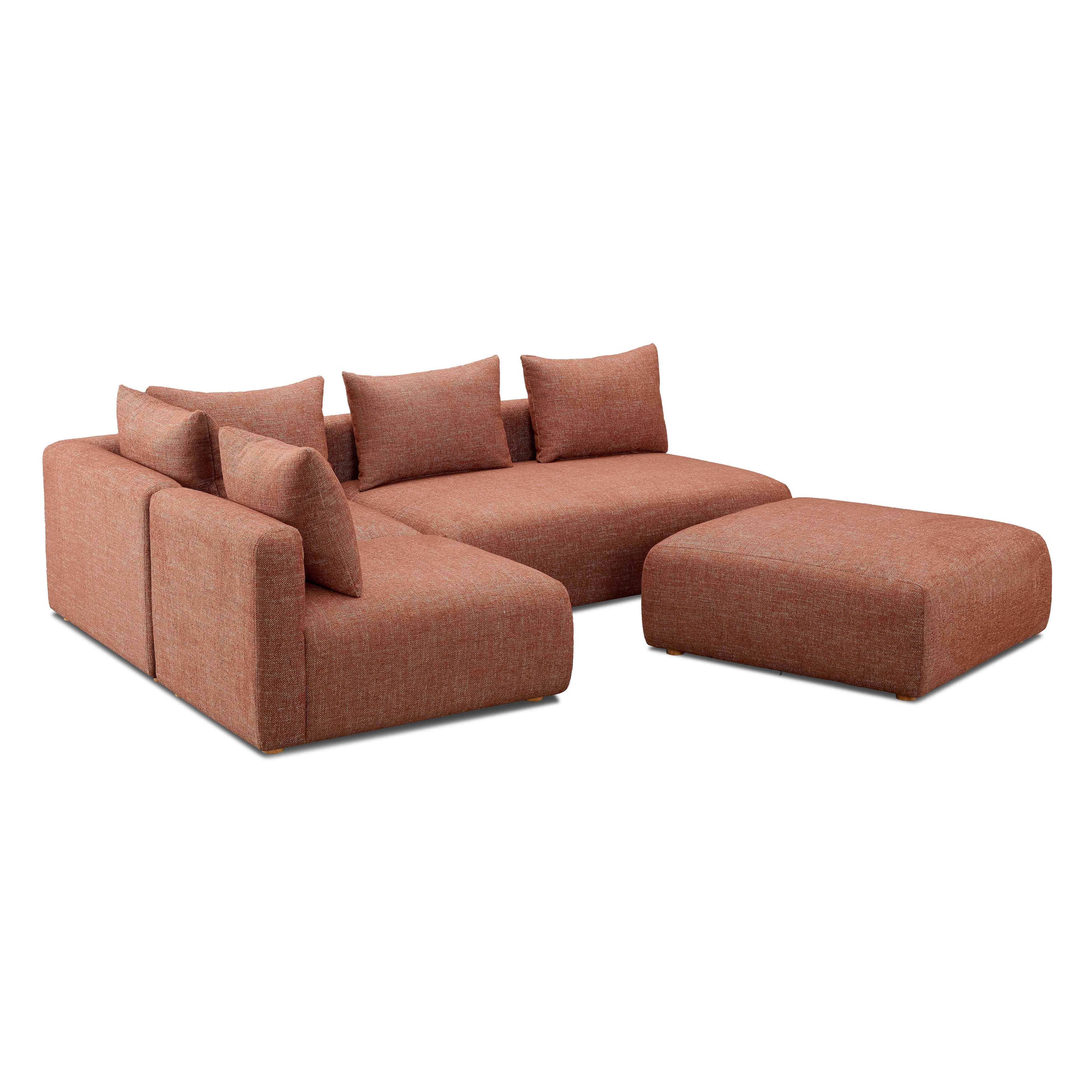 Hangover 4-Piece Contract-Grade Textured Fabric Modular Chaise Sectional