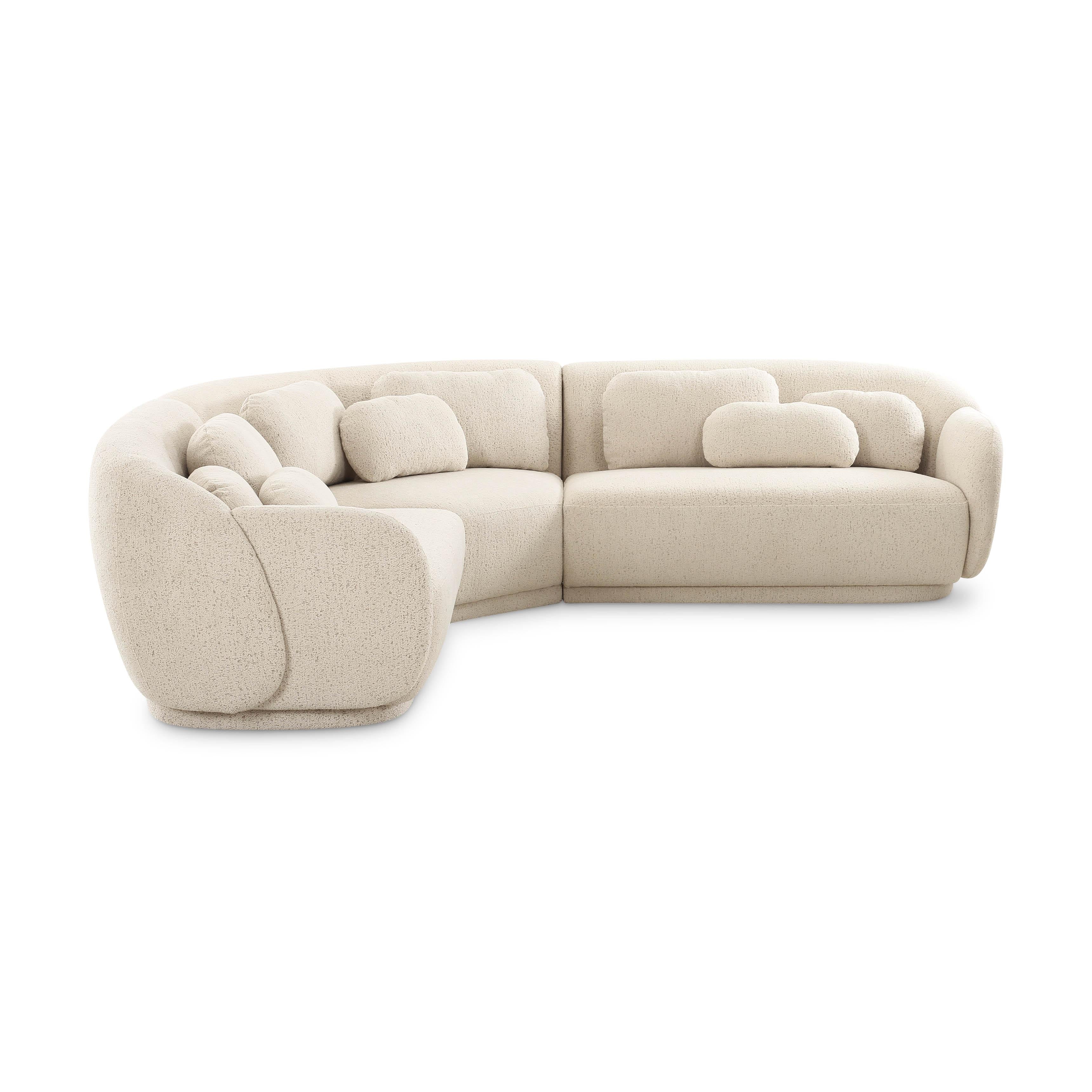 Misty 3-Piece Cream Performance Boucle Modular L-Sectional