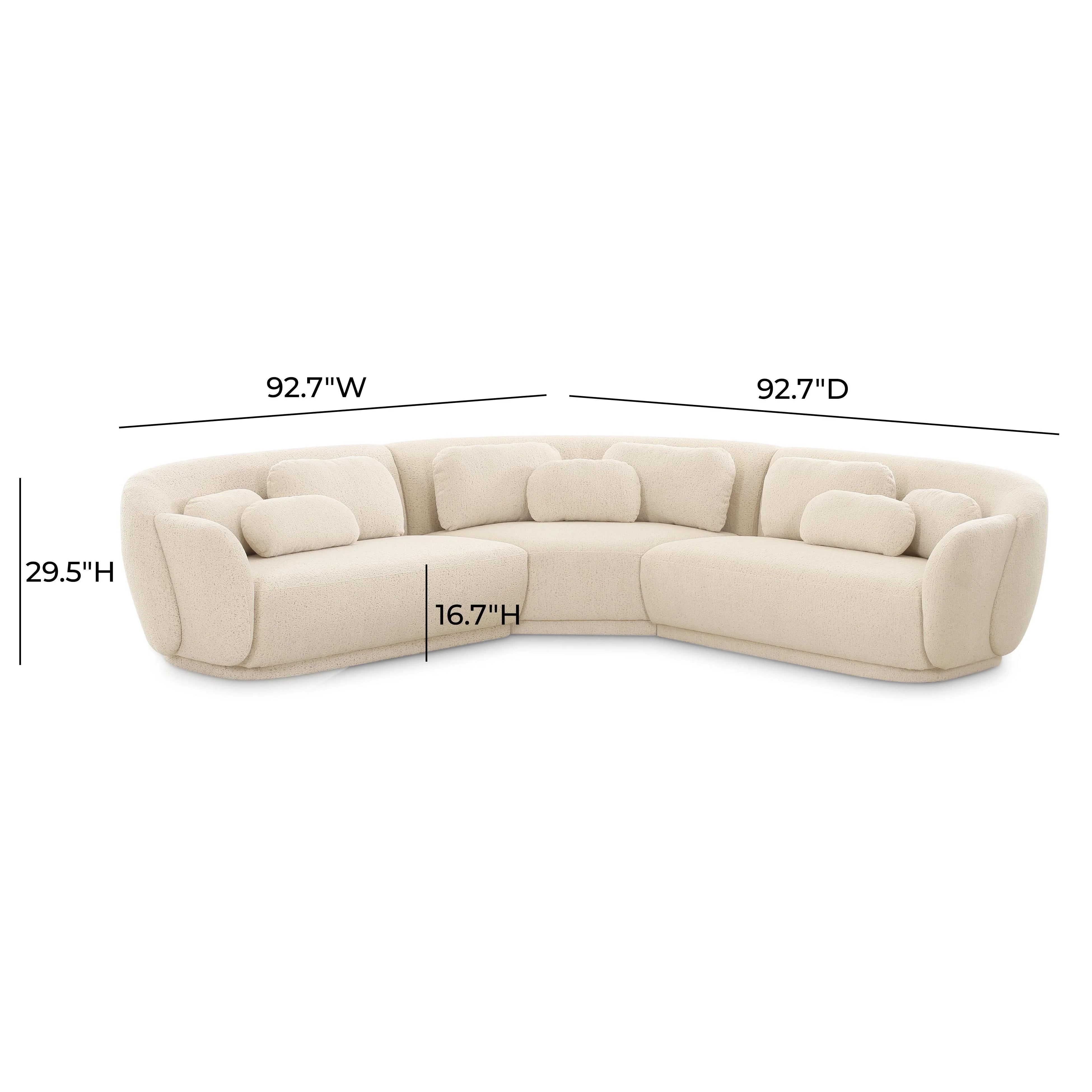 Misty 3-Piece Cream Performance Boucle Modular L-Sectional