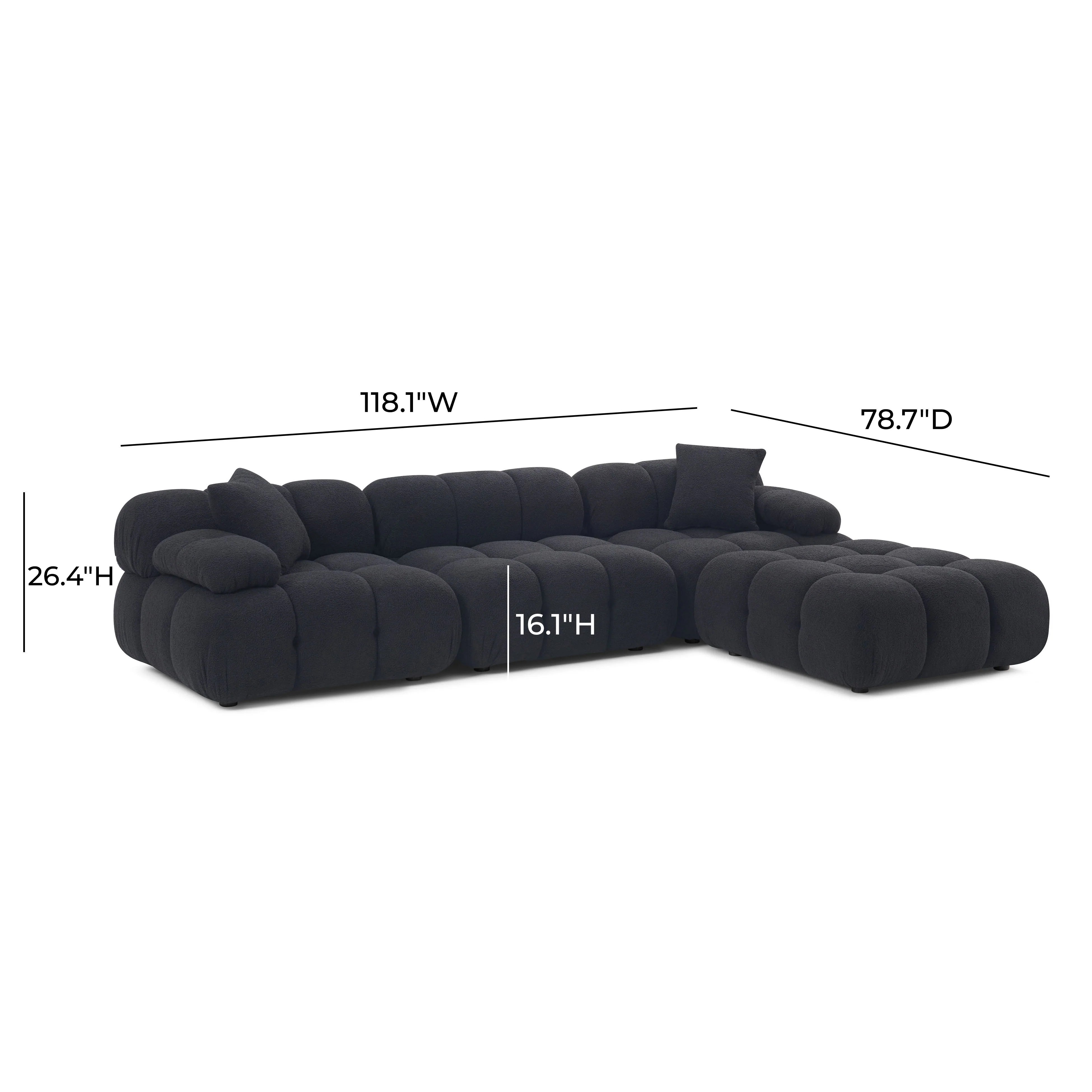 Calliope 4-Piece Performance Vegan Shearling Modular Sectional
