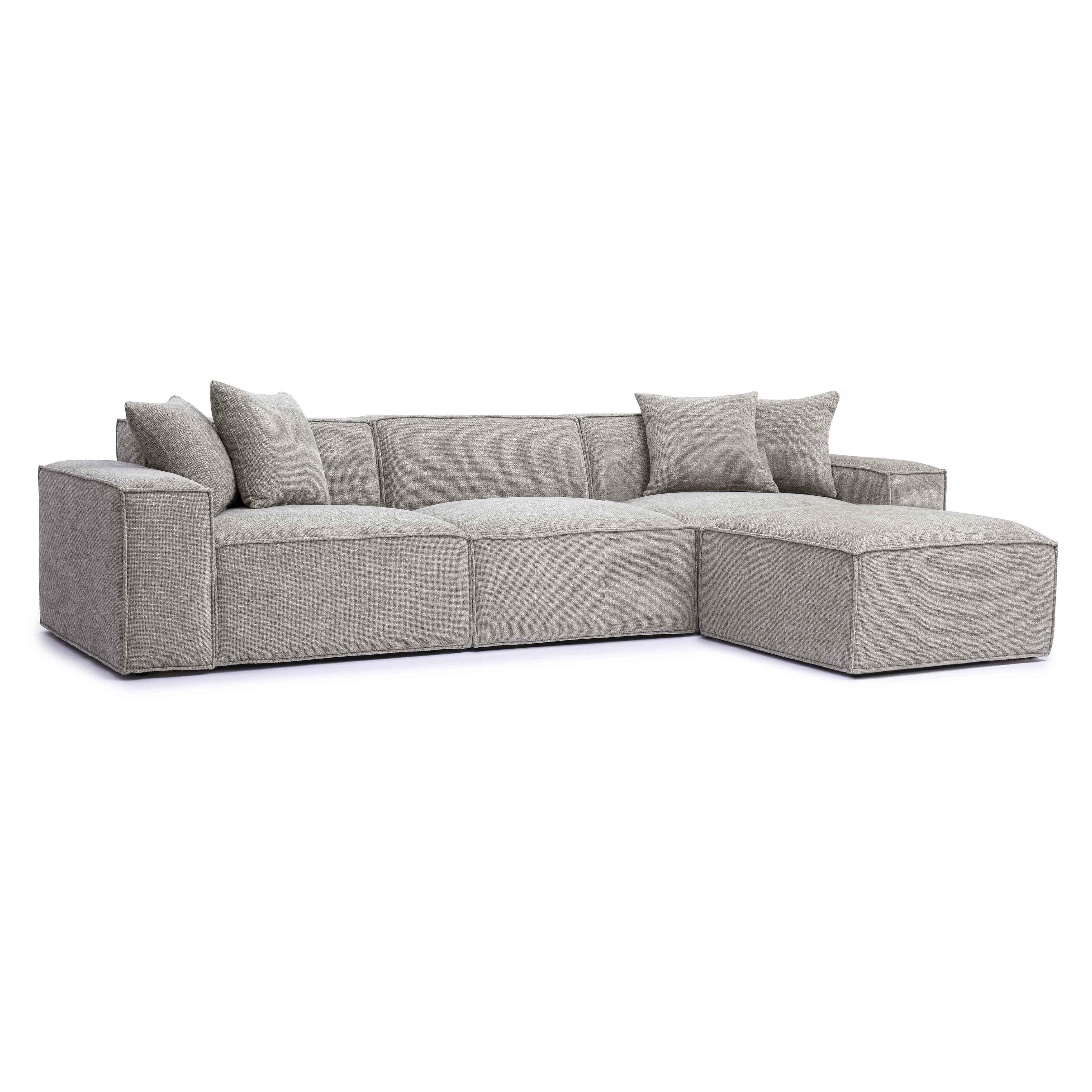 Mindy 4-Piece Performance Chenille Basketweave Modular Sectional