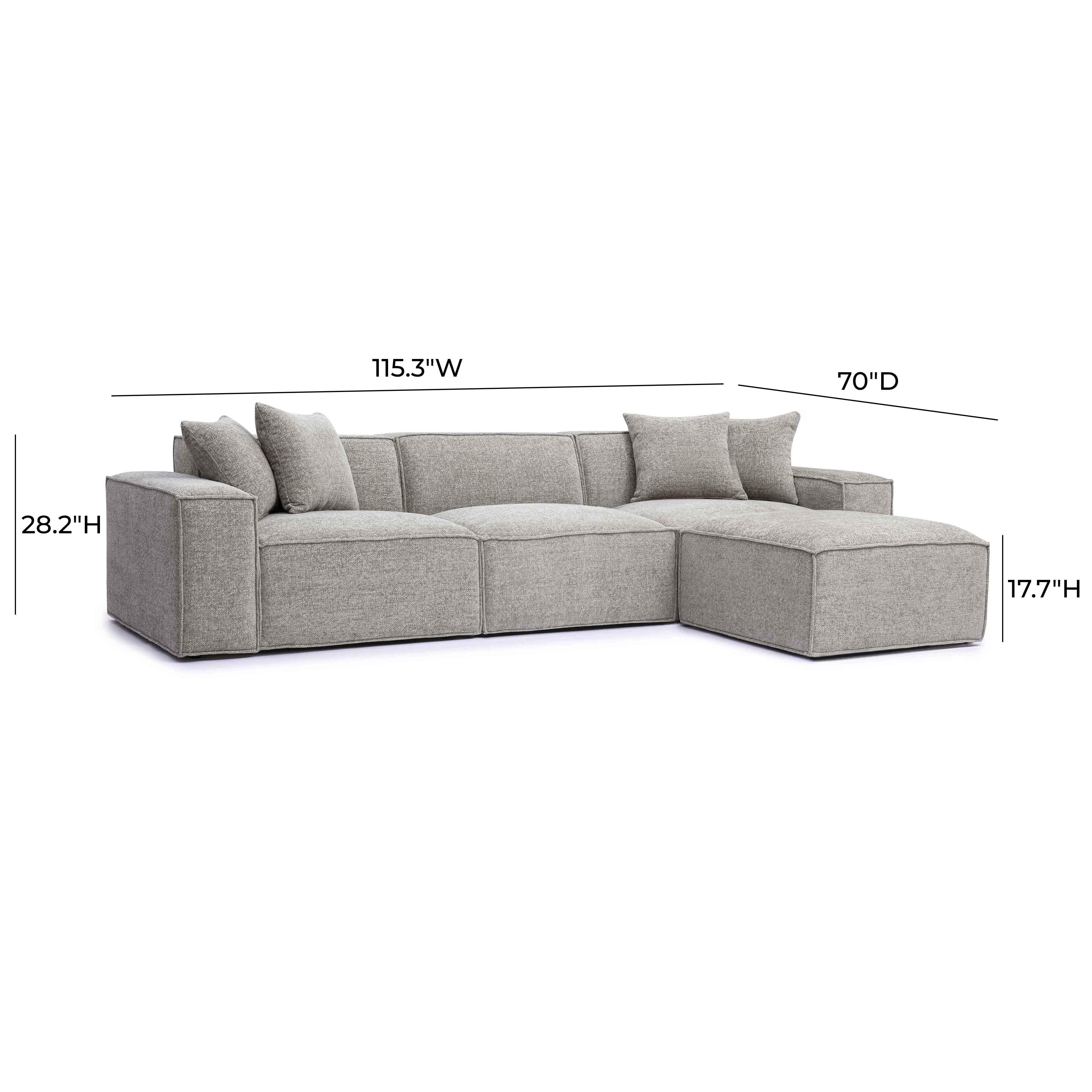 Mindy 4-Piece Performance Chenille Basketweave Modular Sectional